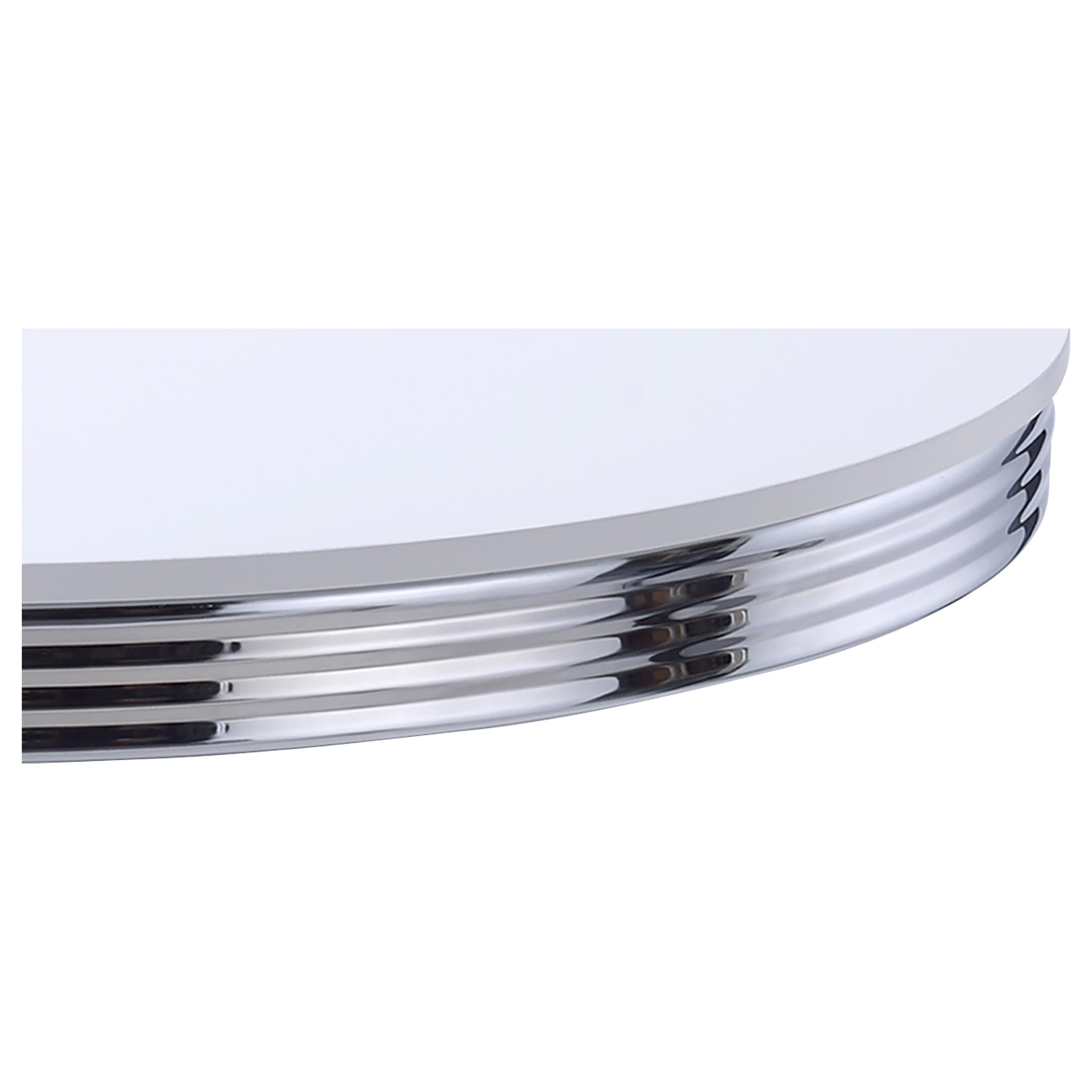 Retro Round 42-inch Wood Top Dining Table White and Chrome-CoasterEveryday
