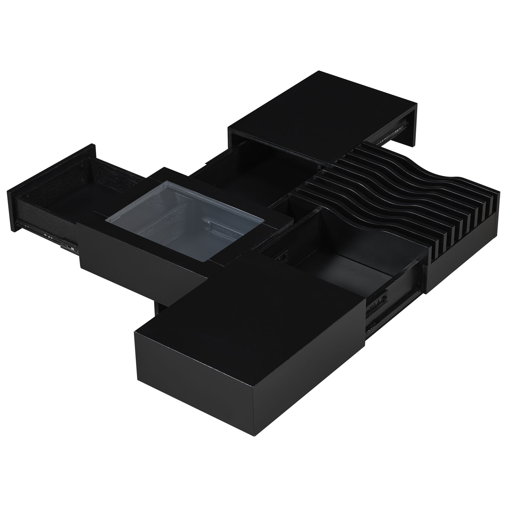 Unique Square Coffee Table With 3 Drawers