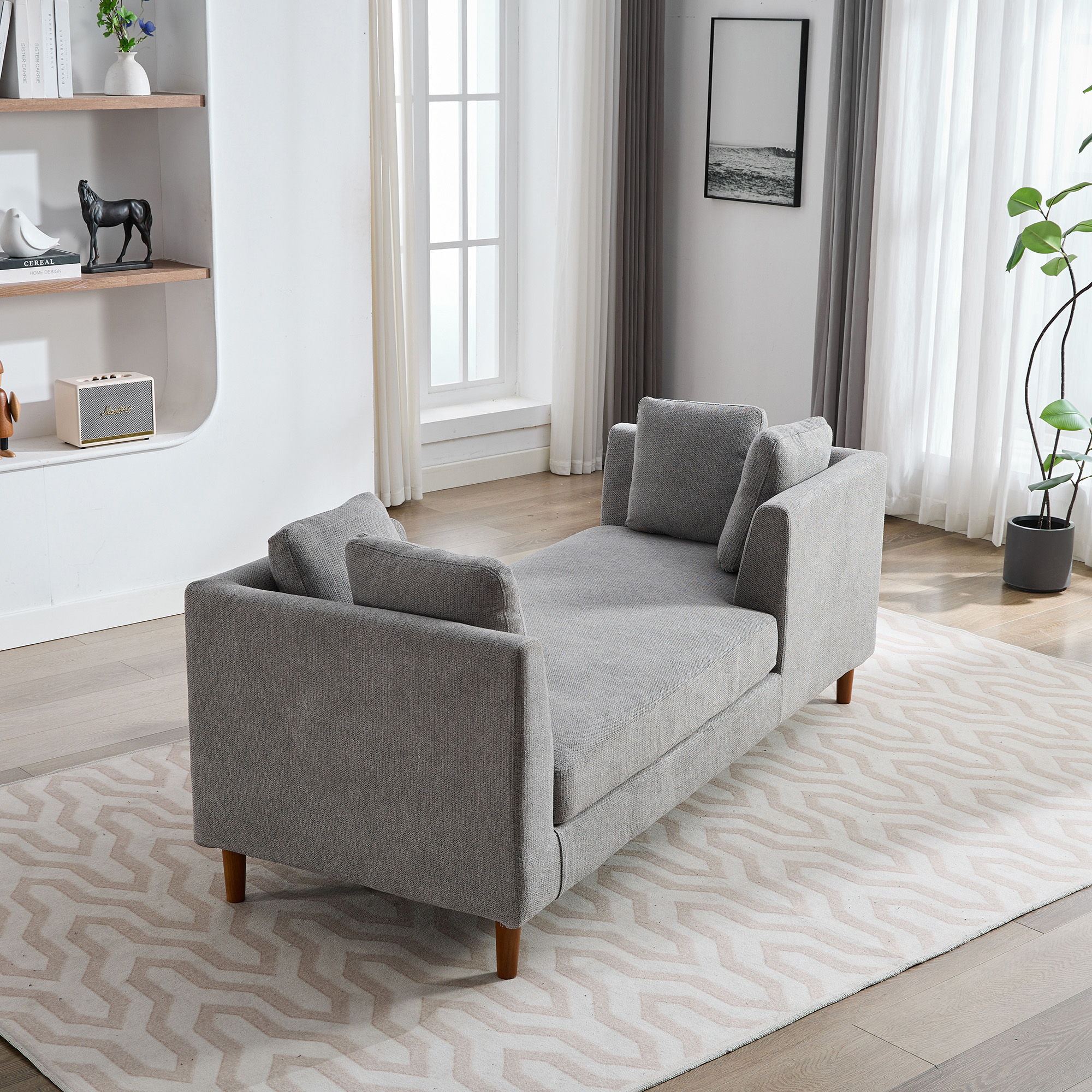 Wide Modern Double Sided Upholstered Chaise Lounge