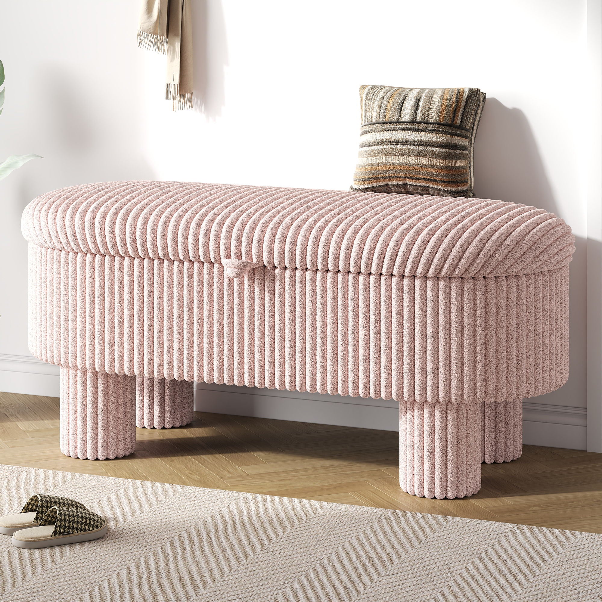Storage Ottoman Upholstered Bench With Lift Top Storage For Bedroom