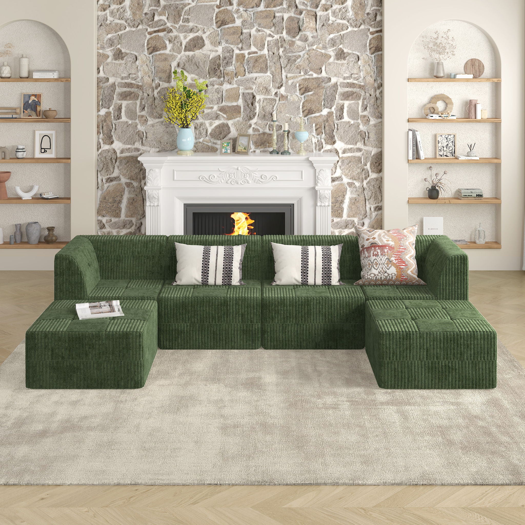 Modern Minimalist Corduroy Sleeper Sofa, Compressed Sectional Single Seat