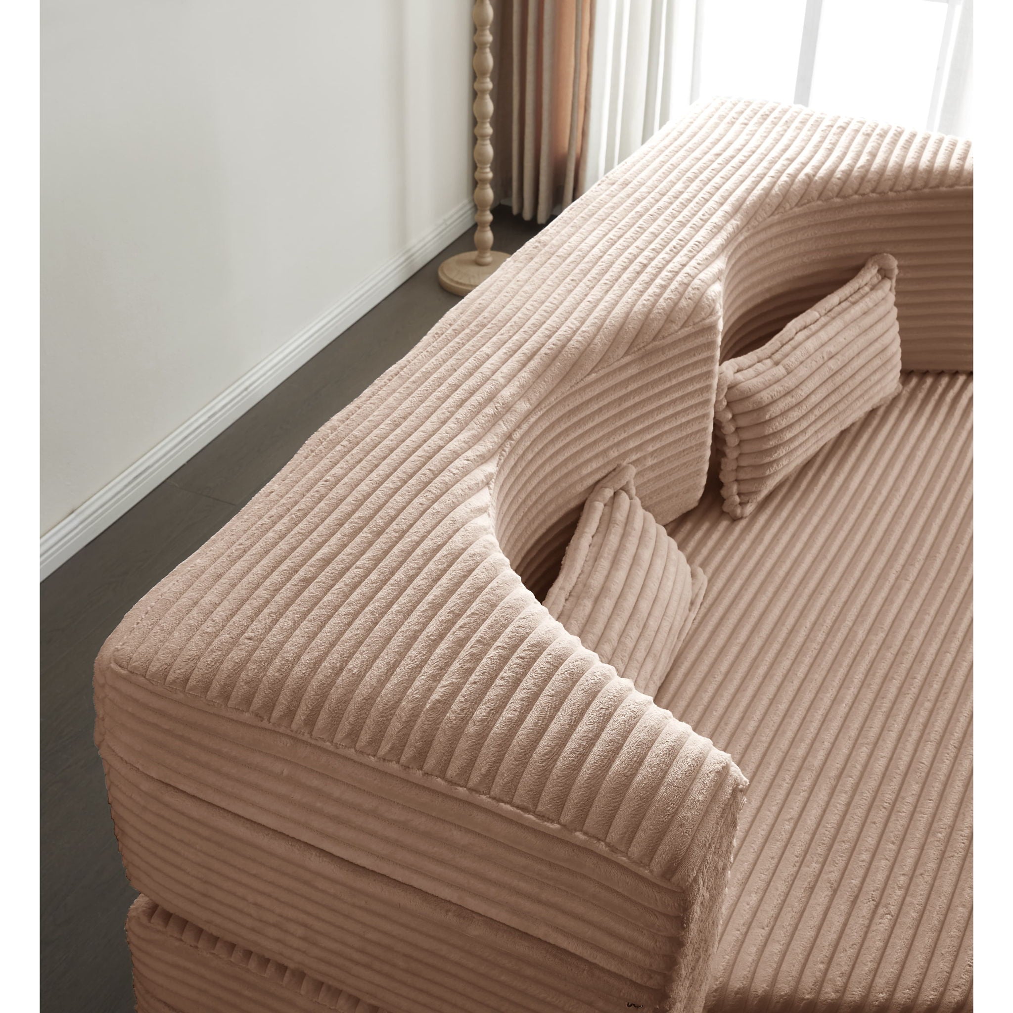 Floor Convertible Sleeper Sofa Bed With 2 Pillows