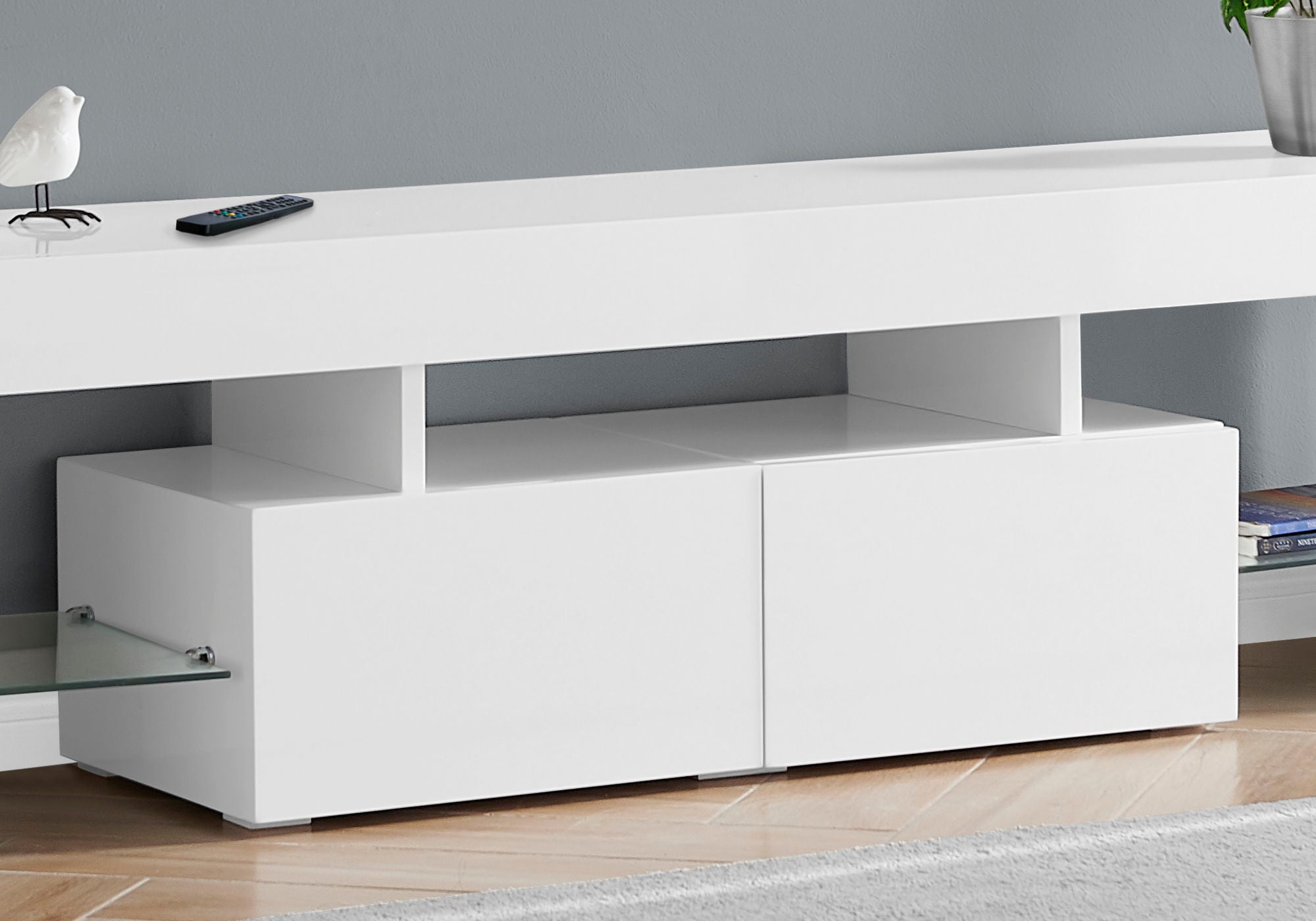 TV Stand, Console, Media Entertainment Center, Storage Cabinet, Glossy Contemporary & Modern - White - Best Buy Furniture
