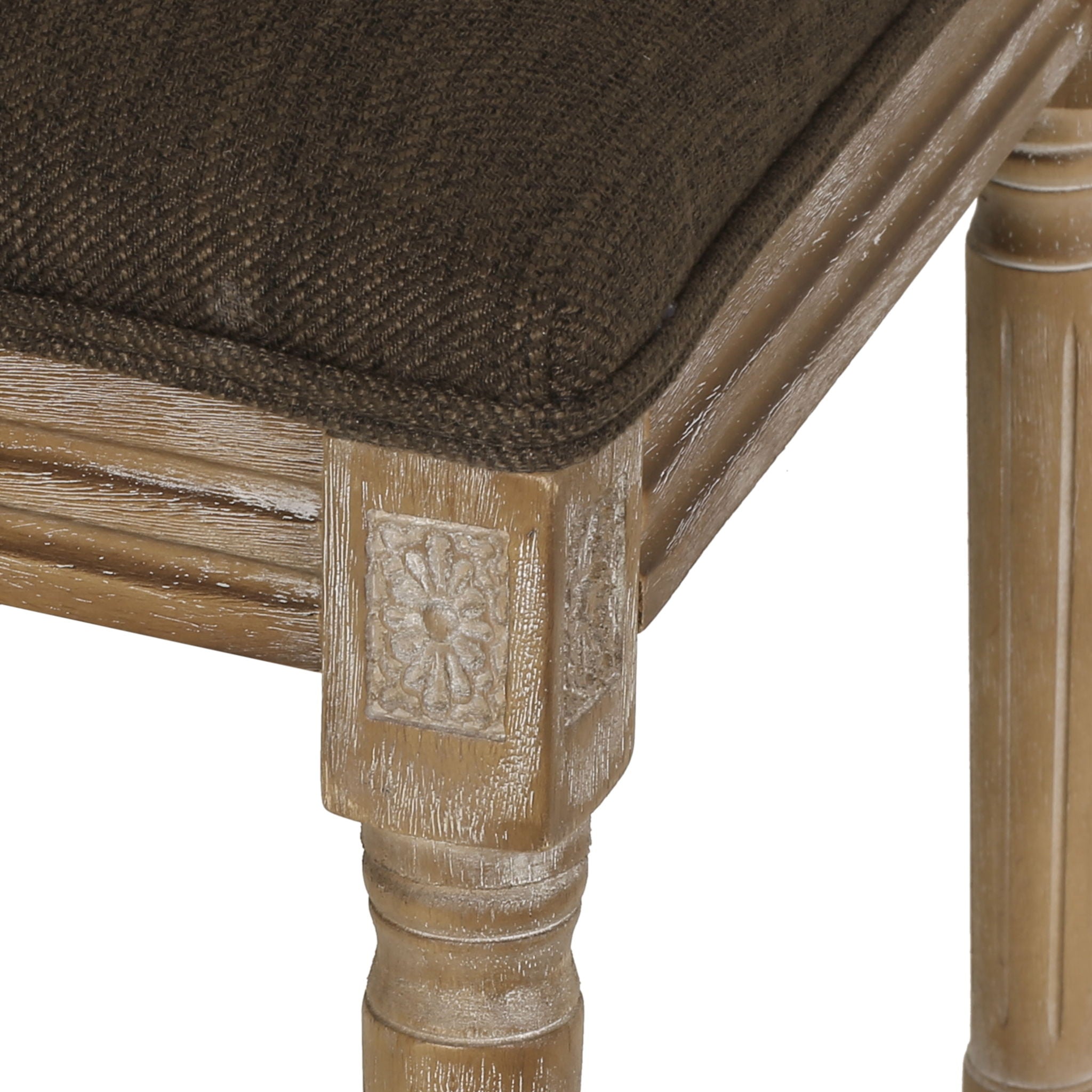 French Country Style Dining Chair With Upholstered Seating And Fluted Legs