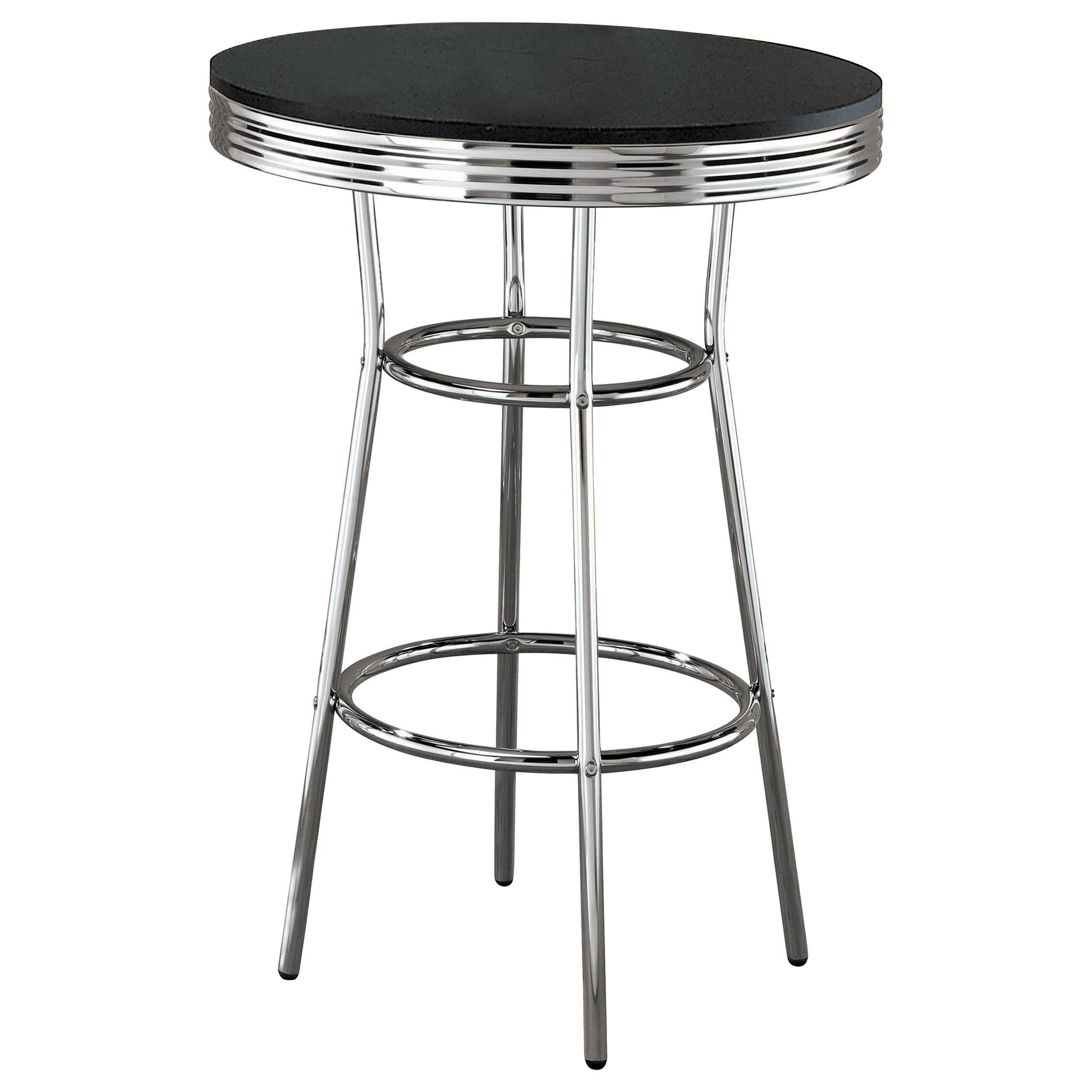 Retro Round 30-inch 1950's Bistro Pub Height Bar Table Black-CoasterEveryday