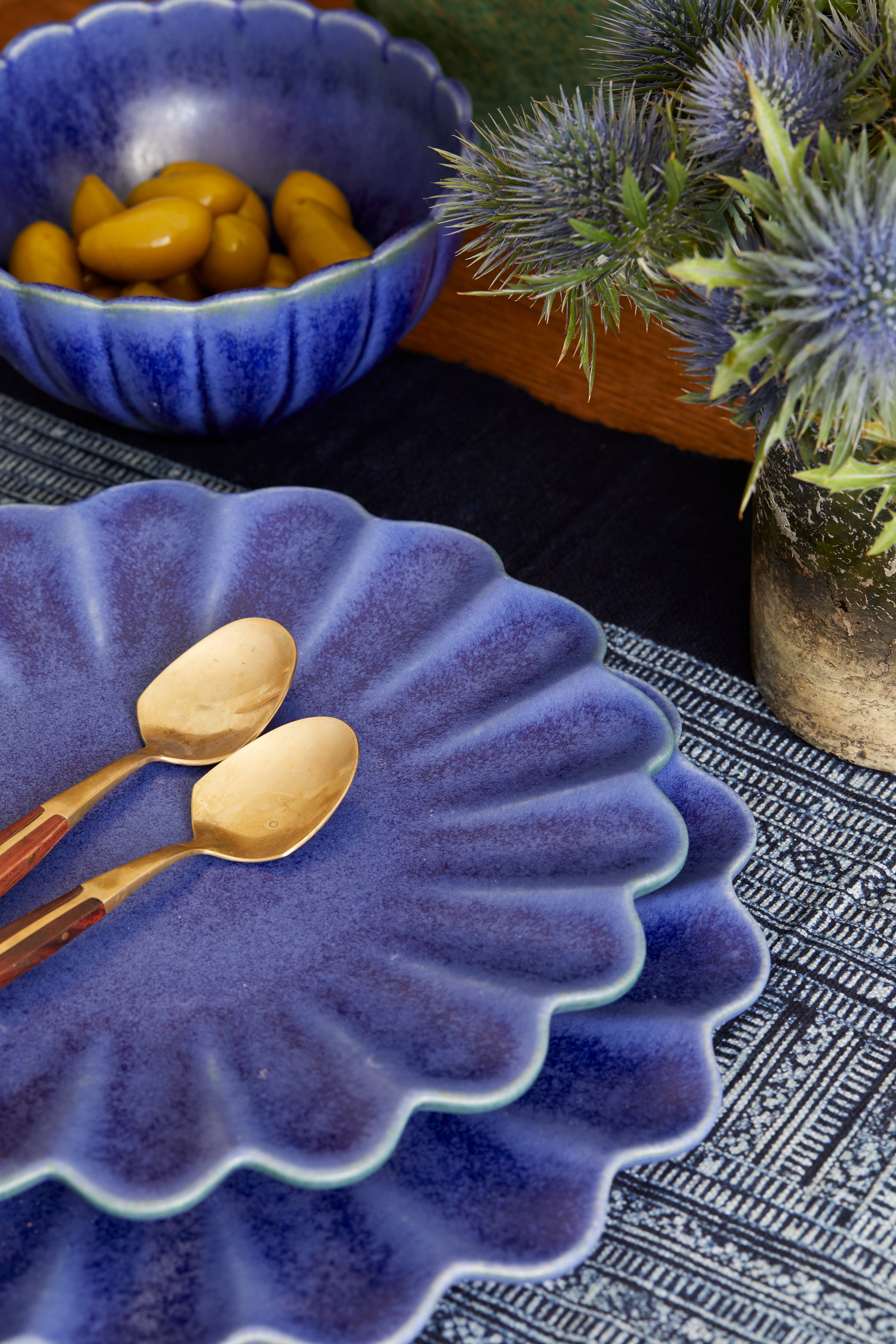 Dhalia Stoneware Salad Plate - Blue