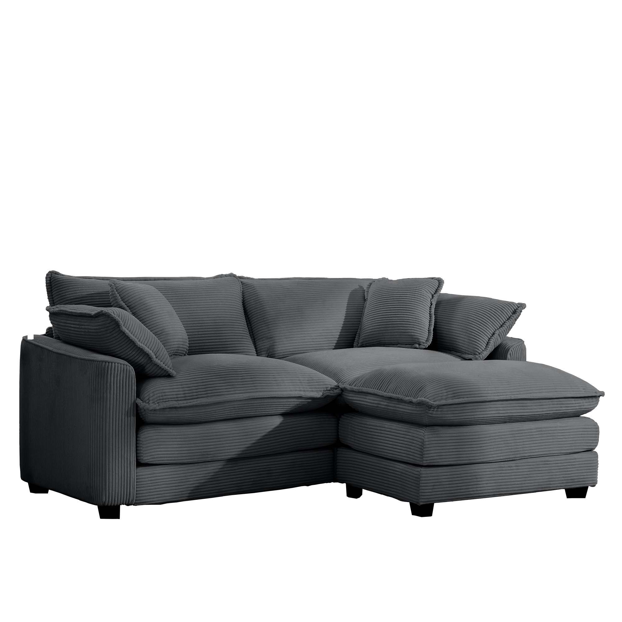 Modern Oversized Modular Cushion Sofa With Ottoman, Low Back, Deep Seating Sofa Set