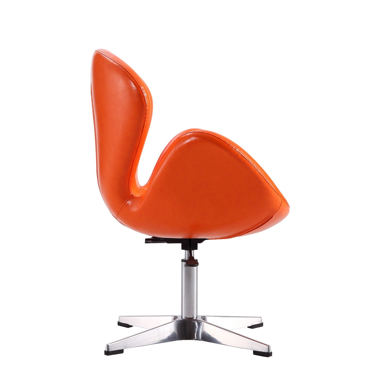 Upholstered Swivel Lounge Chair With Chrome Base And Adjustable Height - Orange