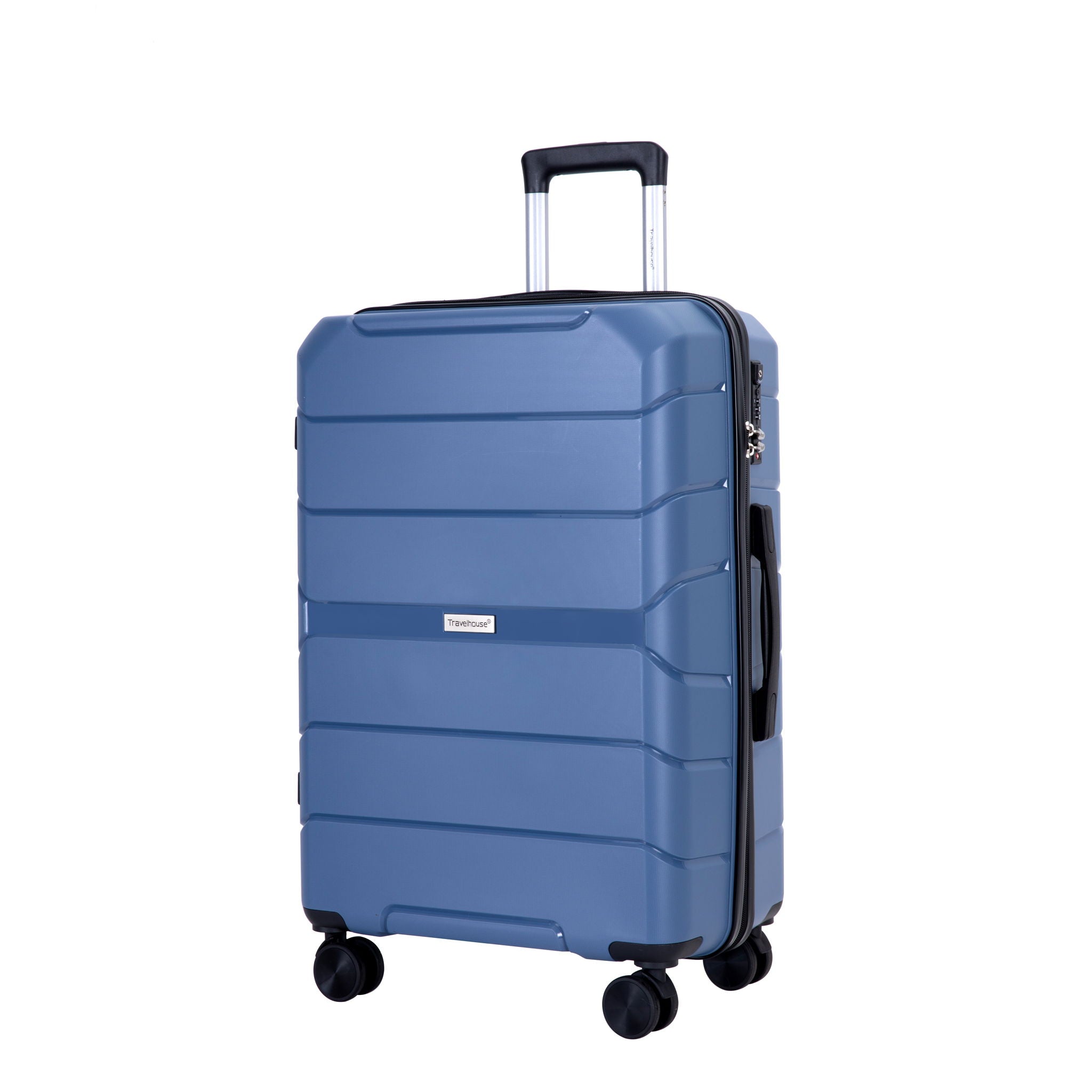 Hardshell Suitcase Spinner Wheels Pp Luggage Sets Lightweight Durable Suitcase With Tsa Lock, 3 Piece Set (20/24/28) - Blue
