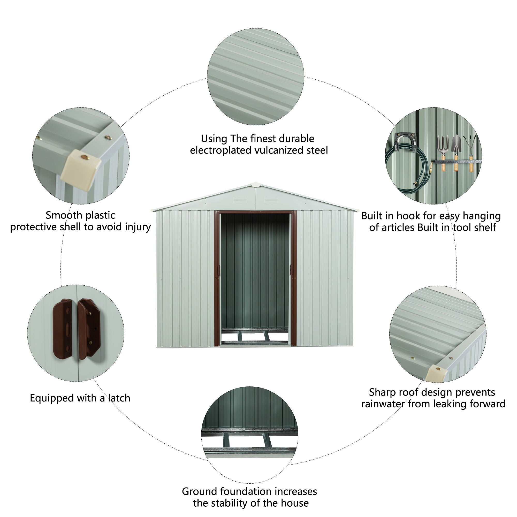 Ry-Sdyx56-Ww Outdoor Metal Storage Shed With Window - White