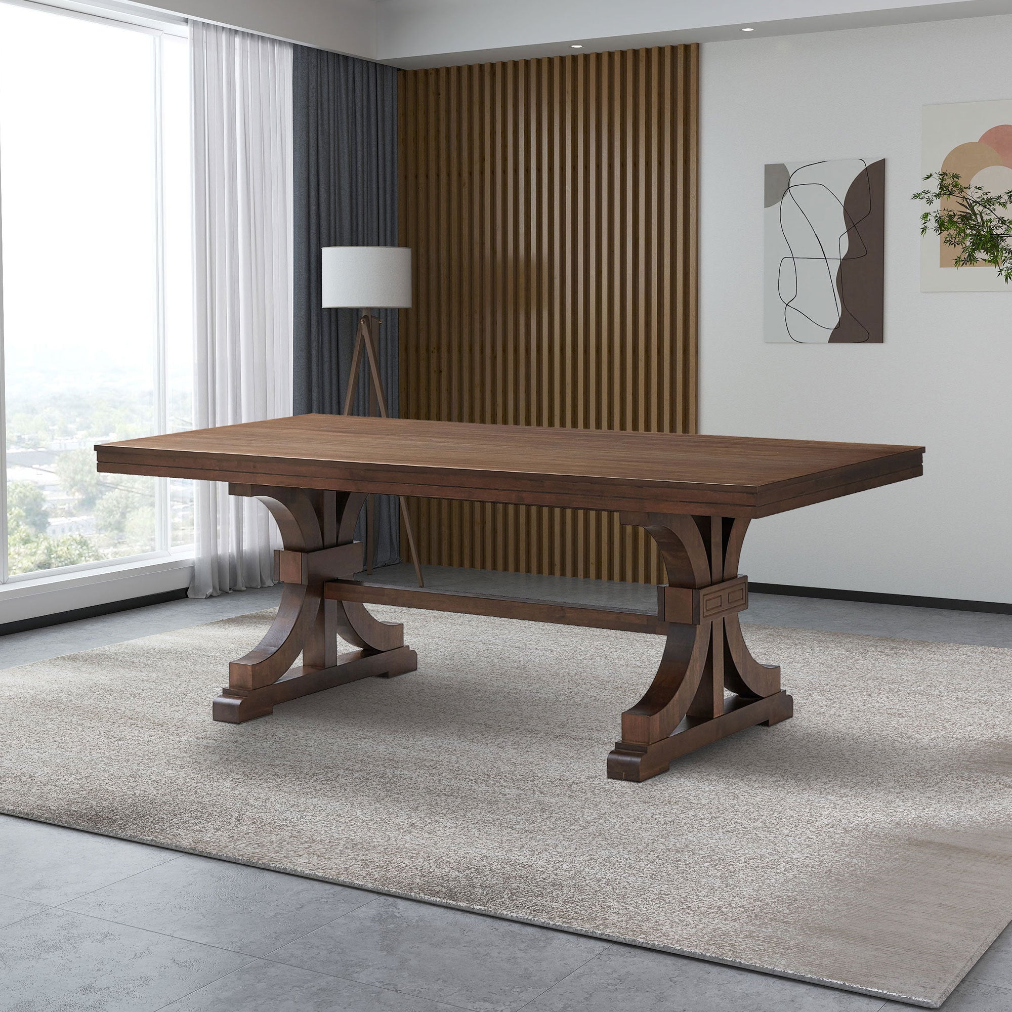 78.74" Rectangular Rubber Wood Dining Table for 6-8 in Oak
