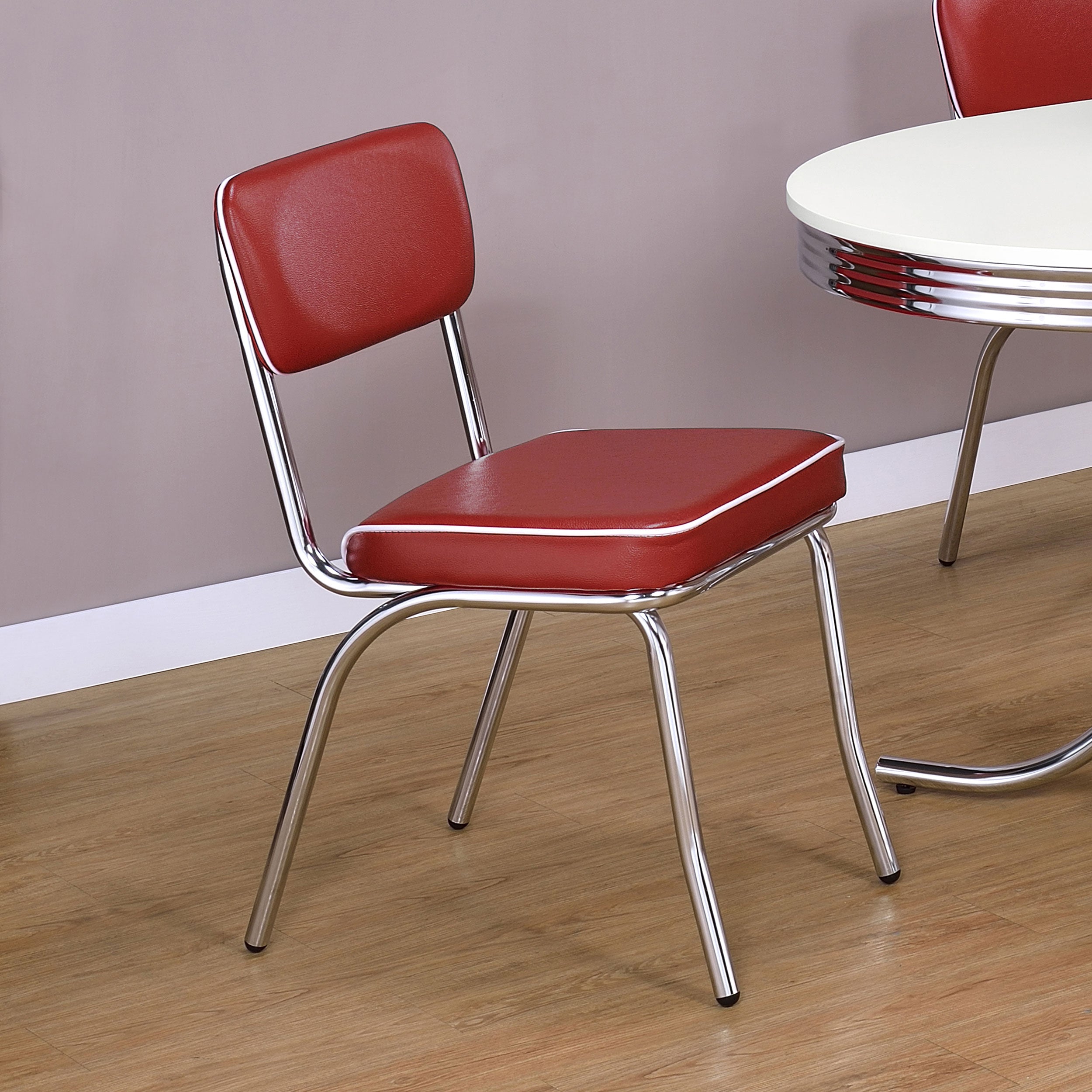 Retro Upholstered Dining Side Chair Red (Set of 2)-CoasterEveryday