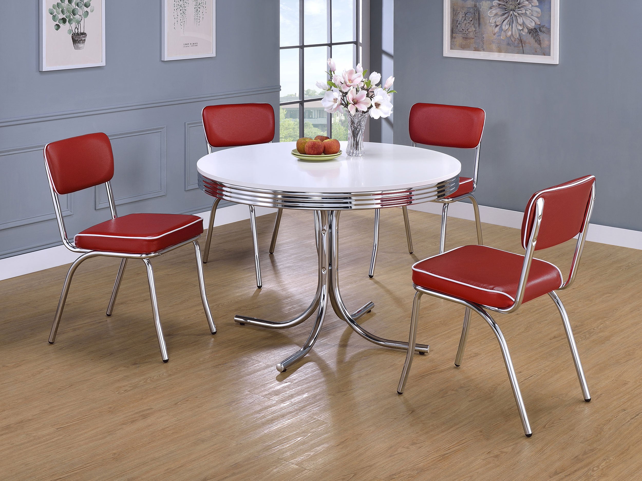 Retro Upholstered Dining Side Chair Red (Set of 2)-CoasterEveryday