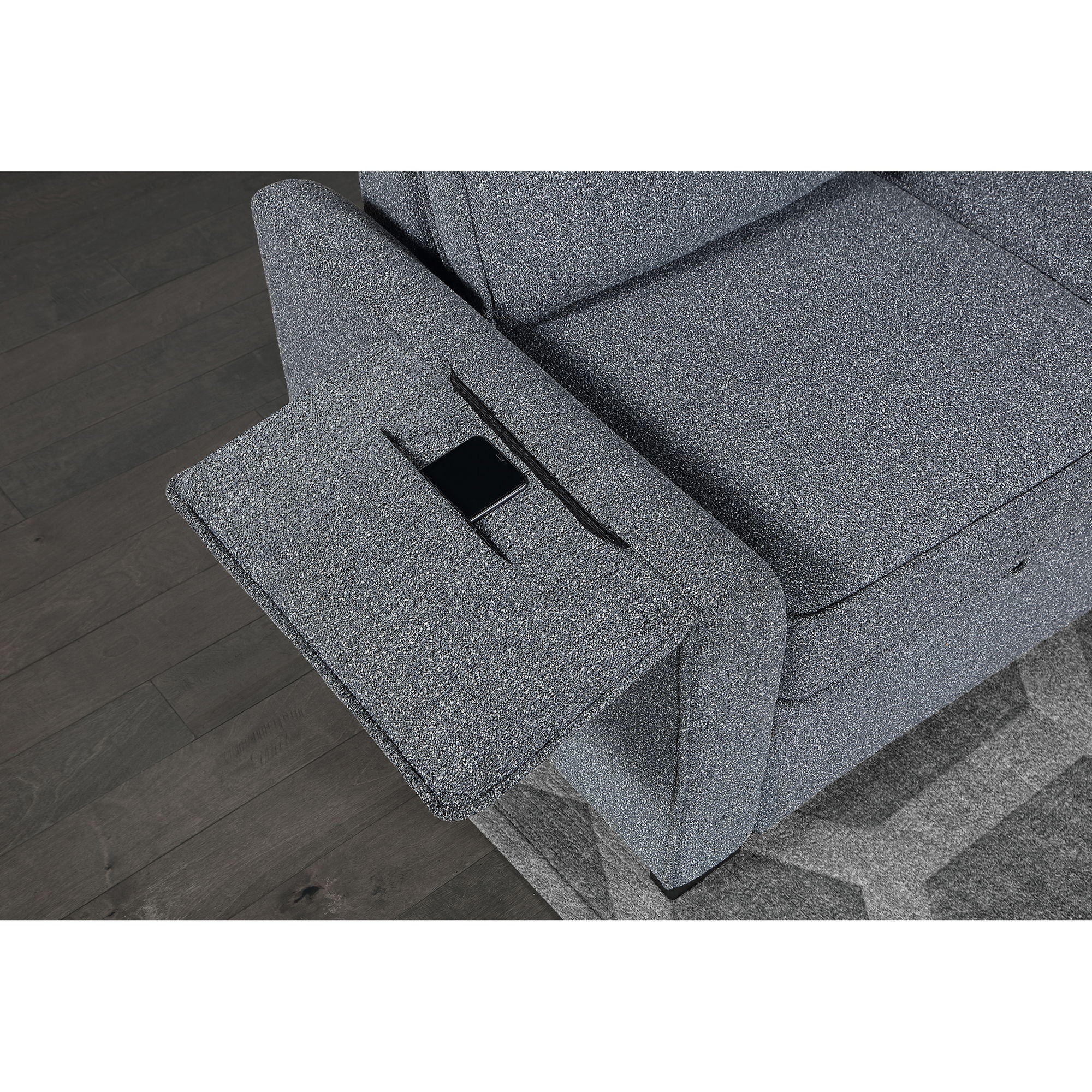 Rebecca - Sofa With Pull Out Bed, Storage Chaise, USB And Cup Holders - Dark Gray