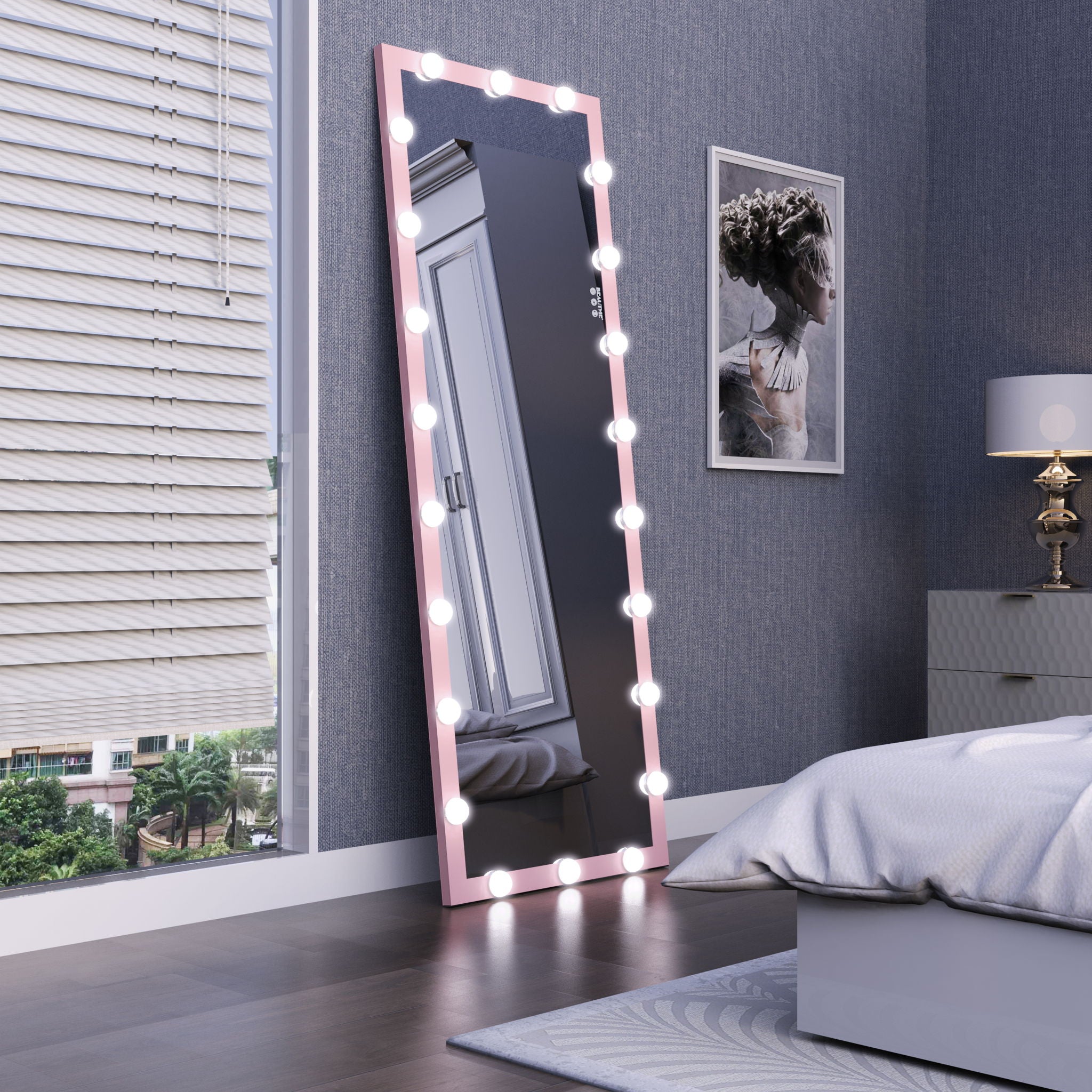 Full Length Mirror With Lights Full Body Vanity Mirror With 3 Color Modes Lighted Standing Floor Mirror For Dressing Room Bedroom Wall Mounted Touch Control
