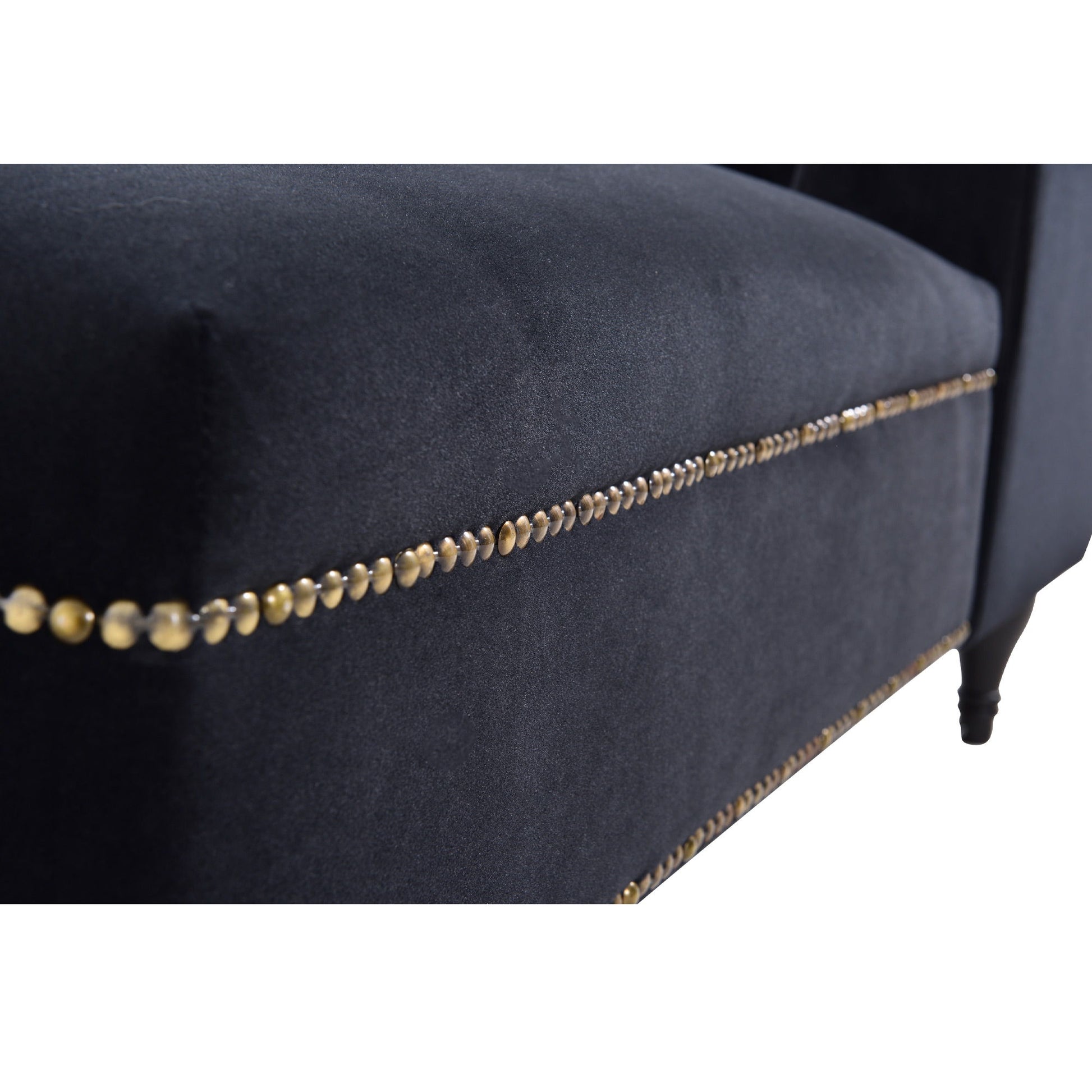 Velvet Chaise Lounge, Button Tufted Right Arm Facing Lounge Chair With Nailhead Trim For Living Room - Black - Best Buy Furniture