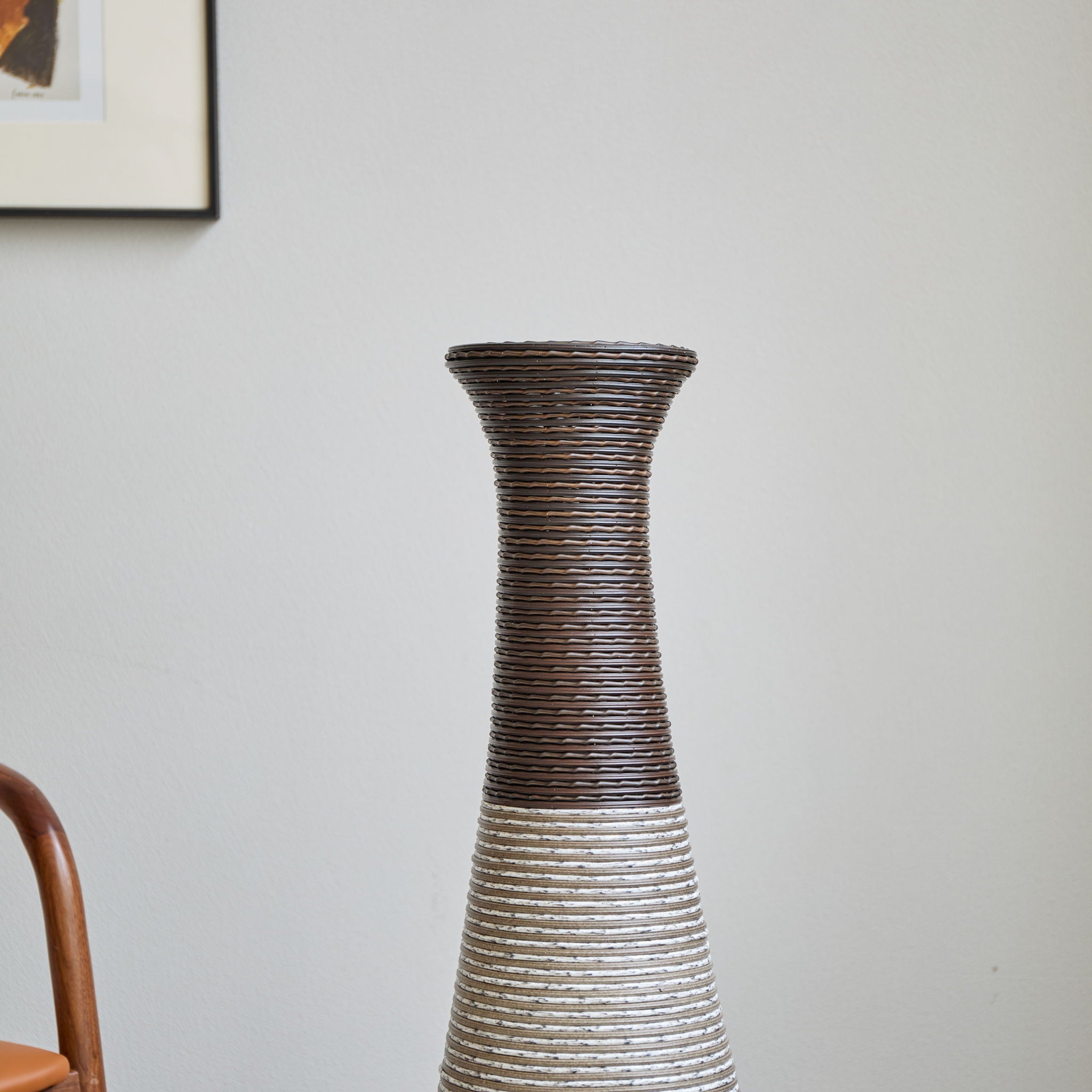 Tall Standing Designer Floor Vase Durable Artificial Rattan Elegant 2 Tone Finish Ideal Decor Accent For Living Room, Bedroom, Entryway Stylish Home Decor Statement Piece - Black / Gray - Best Buy Furniture