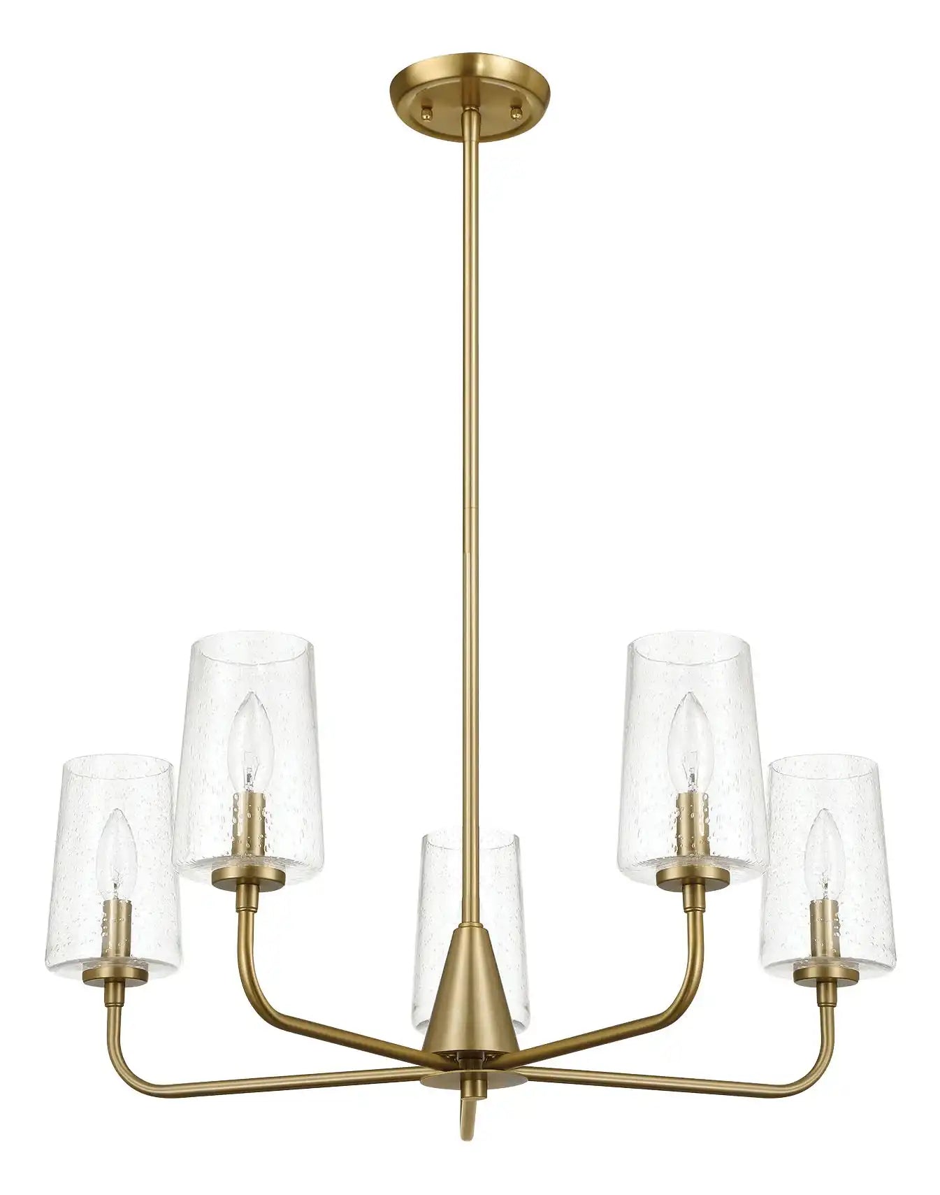Dazzle - 5 Lights Chandelier With Clear Seeded Satin - Antique Brass / Clear / Gold