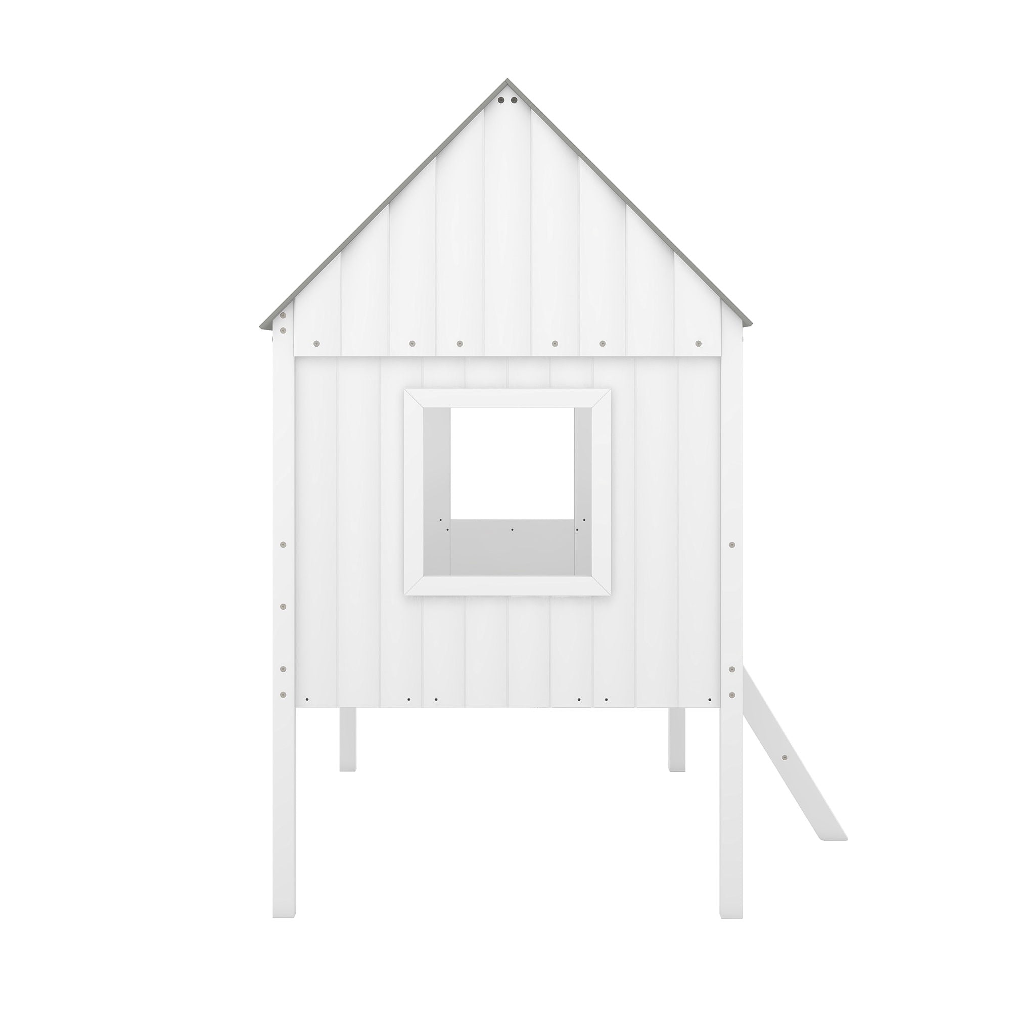 Low Loft Wooden House Bed With Two Side Windows