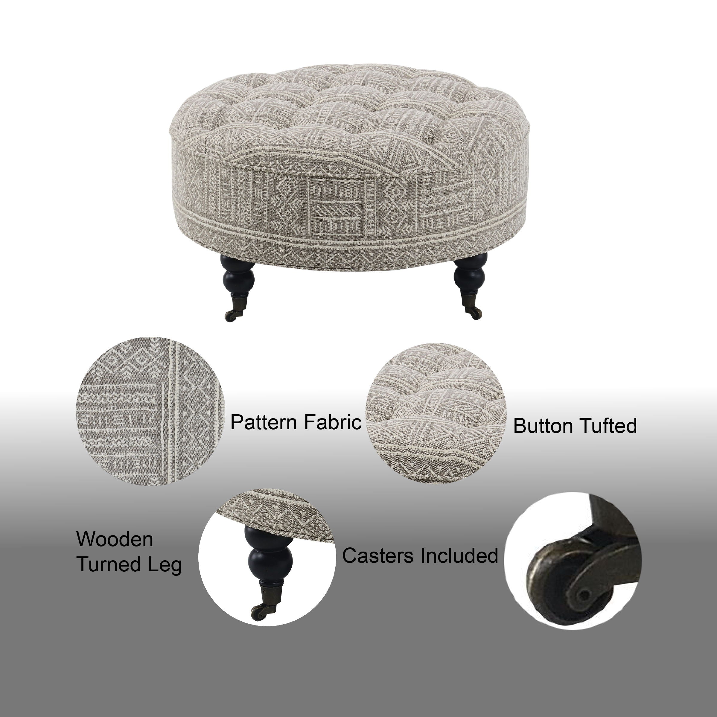 Upendo - Pattern Ottoman With Casters - Multi - Best Buy Furniture