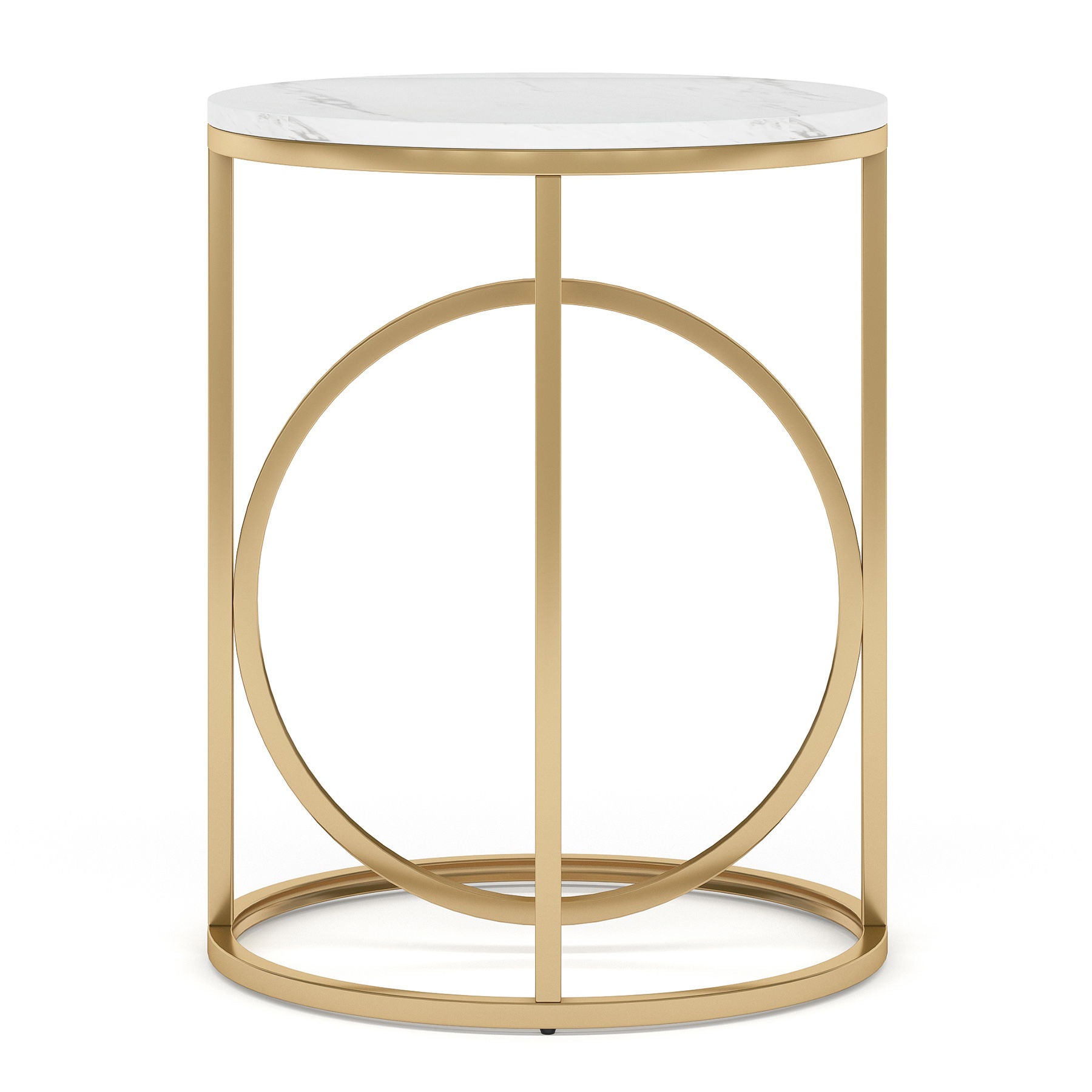 Round End Table - White / Gold