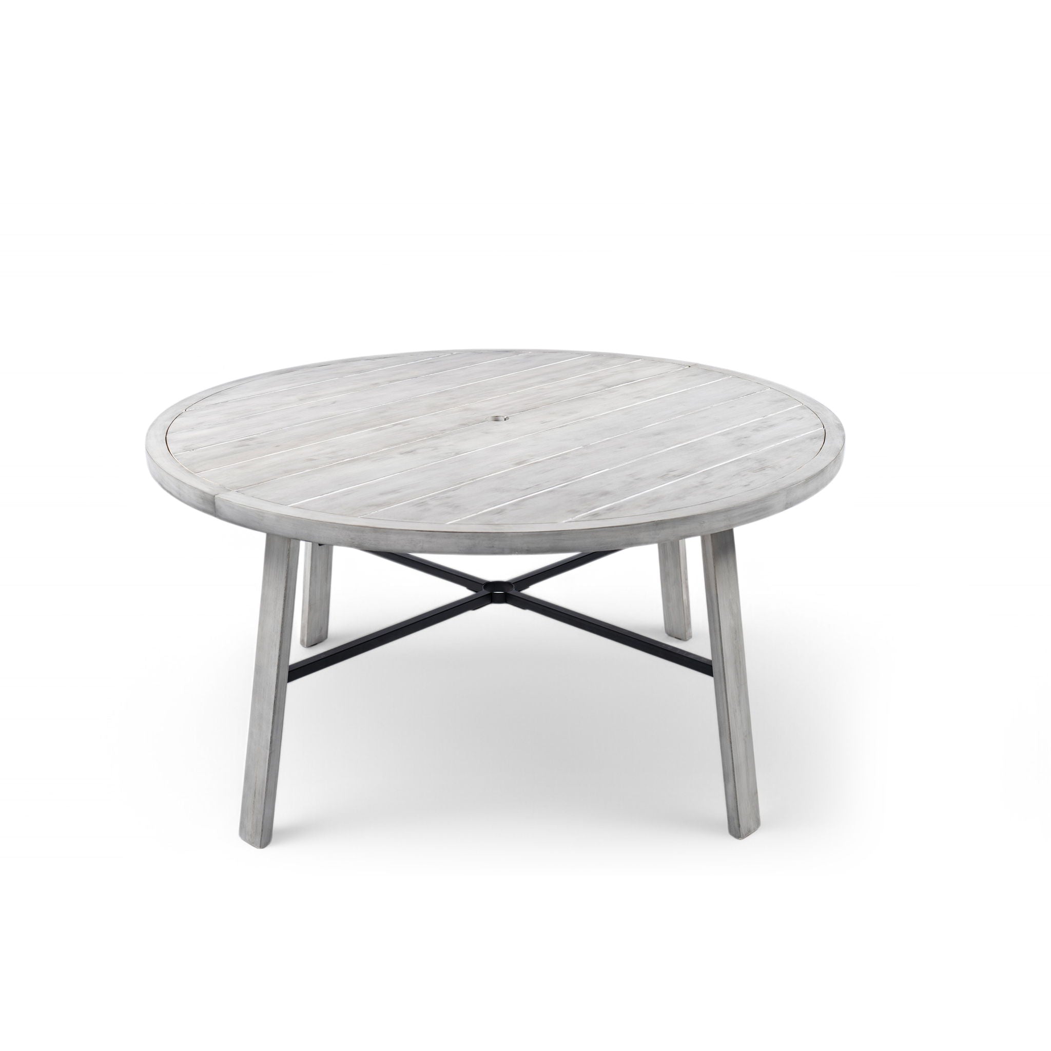 4 Person Outdoor Dining Set With Umbrella Hole And Removable Cushions For Patio - Gray