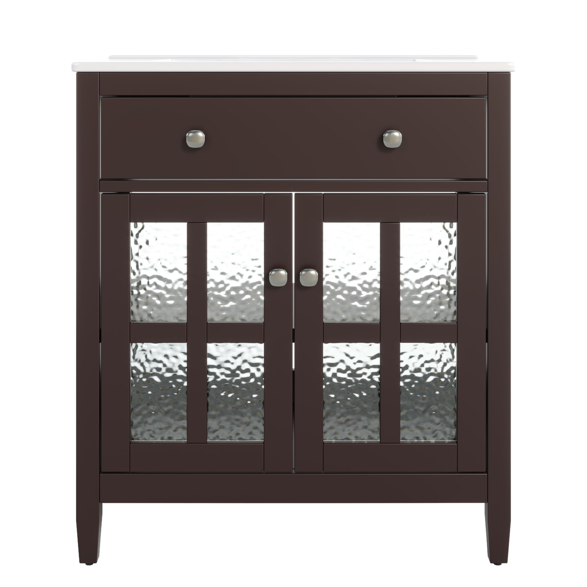 Bathroom Vanity With Ceramic Sink, Adjustable Shelf & Tip Out Tray