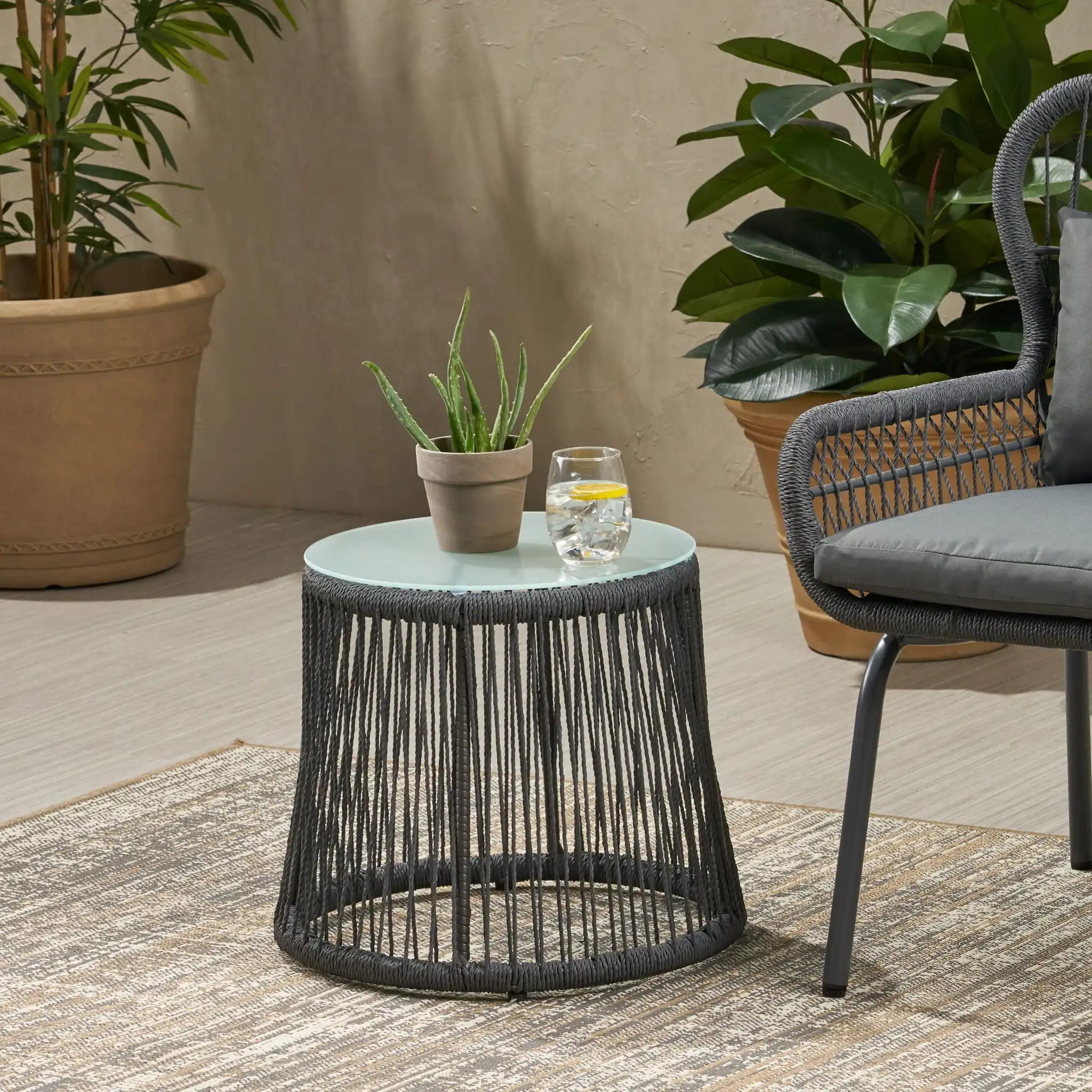 Boho Southport - Side Table With Glass Top