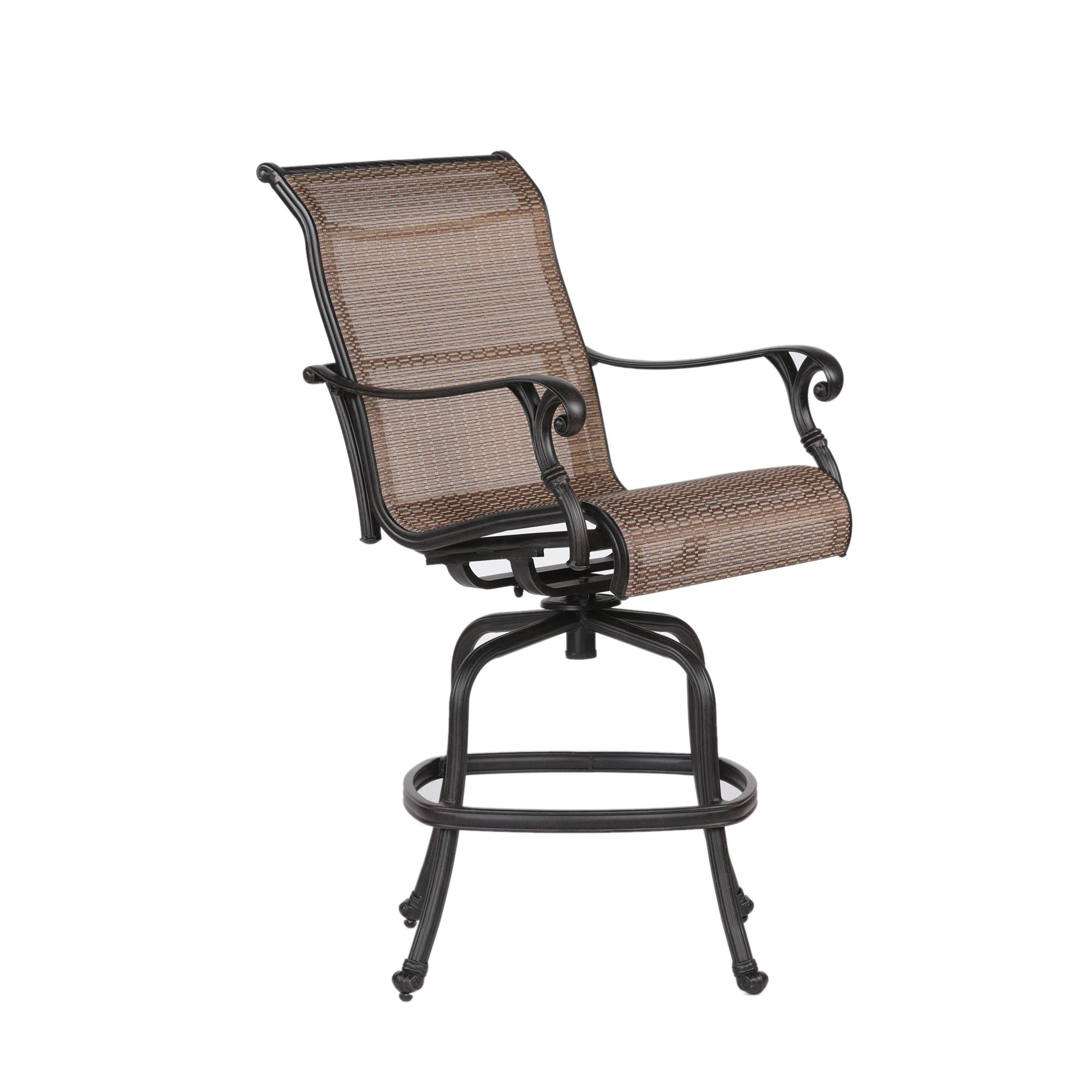 Outdoor Sling Counter Stool (Set of 2) With Aluminum Frame, All Weather - Dark Brown