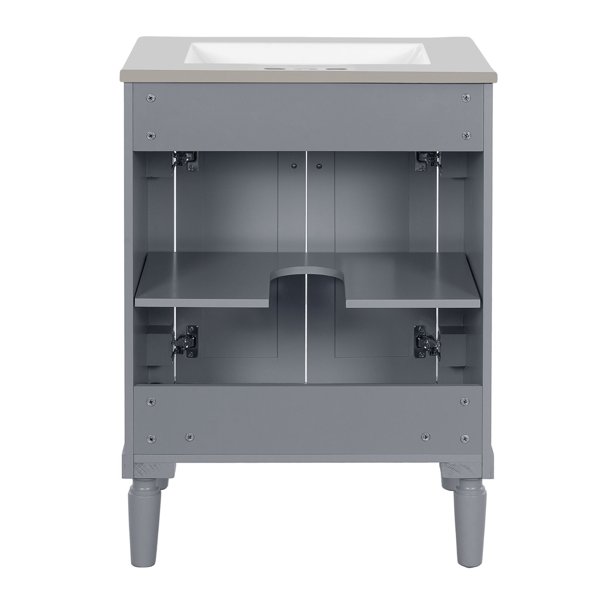 24" Bathroom Vanity With Top Sink, 2 Tier Storage Cabinet - Gray