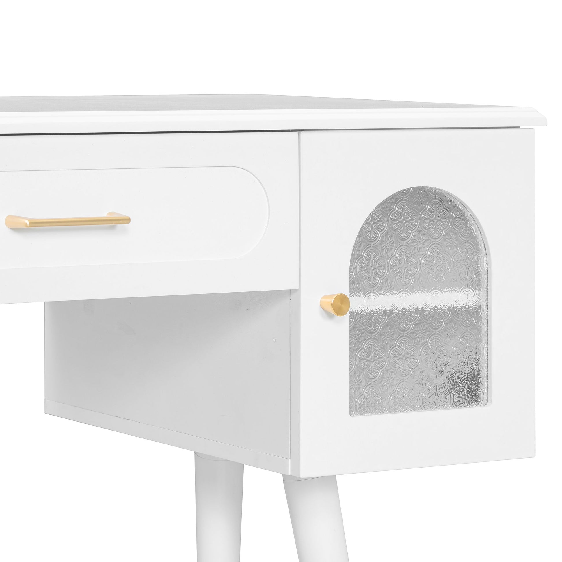 Elegant Vanity Makeup Table & Chair Set Modern Dressing Table With Organizer Writing Desk Charging Port Engineered Wood - White - Best Buy Furniture