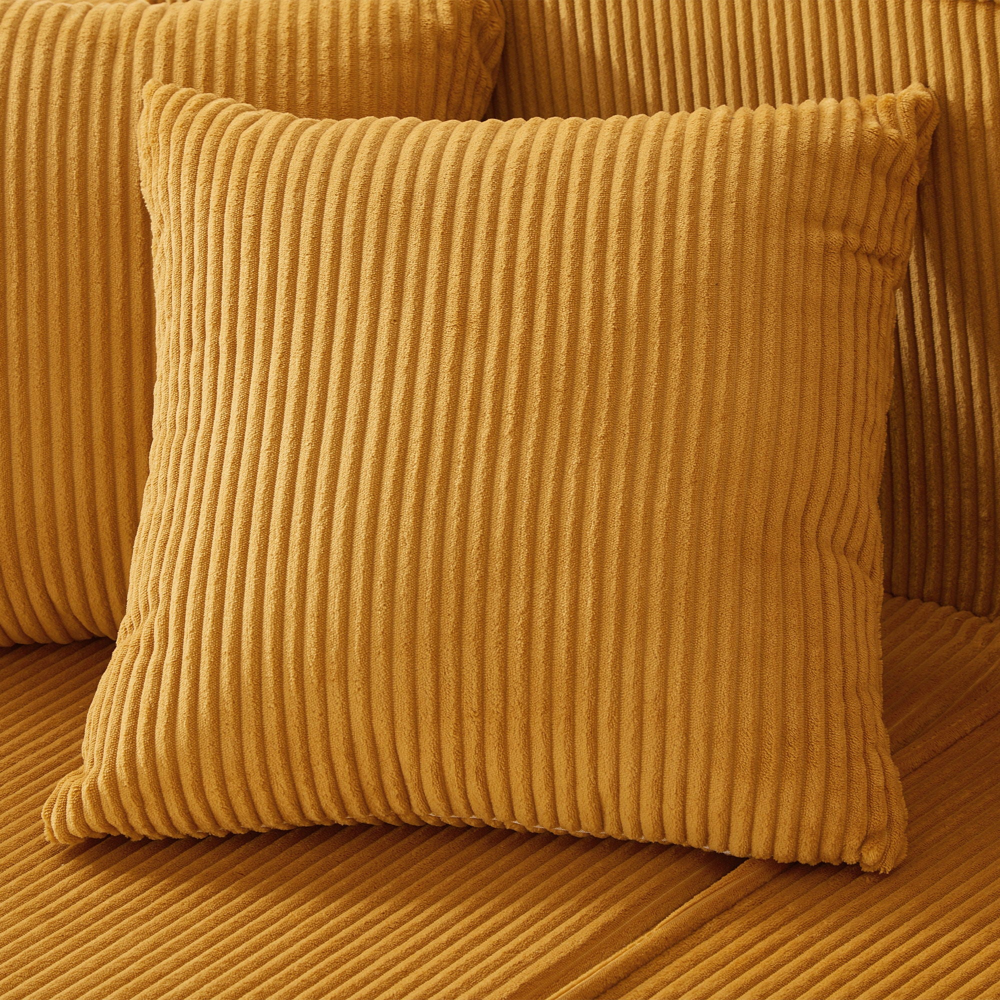 U-Shaped Sectional Sofa With RGB LED Light Strip And 6 Pillows