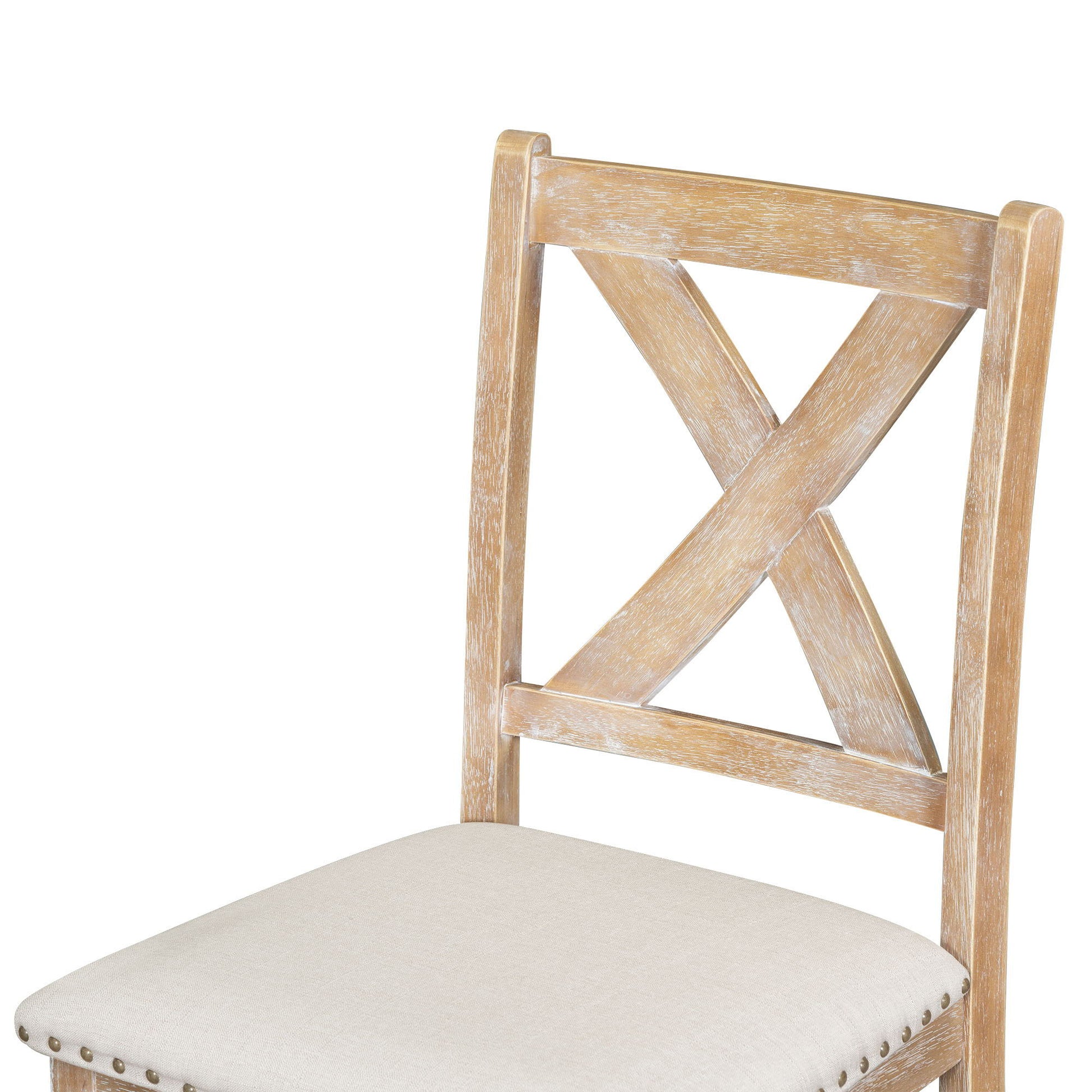 Topmax - 6 Piece Farmhouse Extendable Dining Table With Footrest, 4 Upholstered Dining Chairs And Dining Bench, Two 11" Removable Leaf - Best Buy Furniture