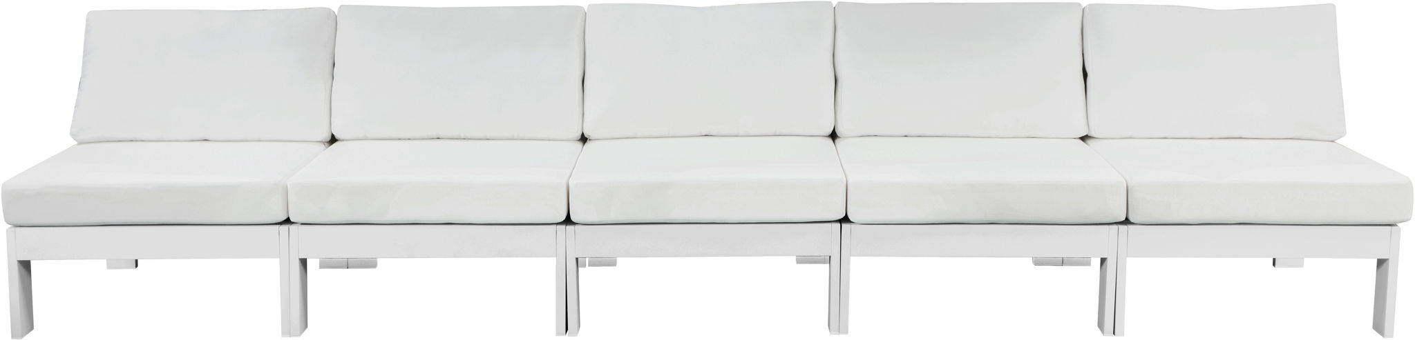 Nizuc - Outdoor Patio 5 Seat Modular Armless Sofa With White Frame