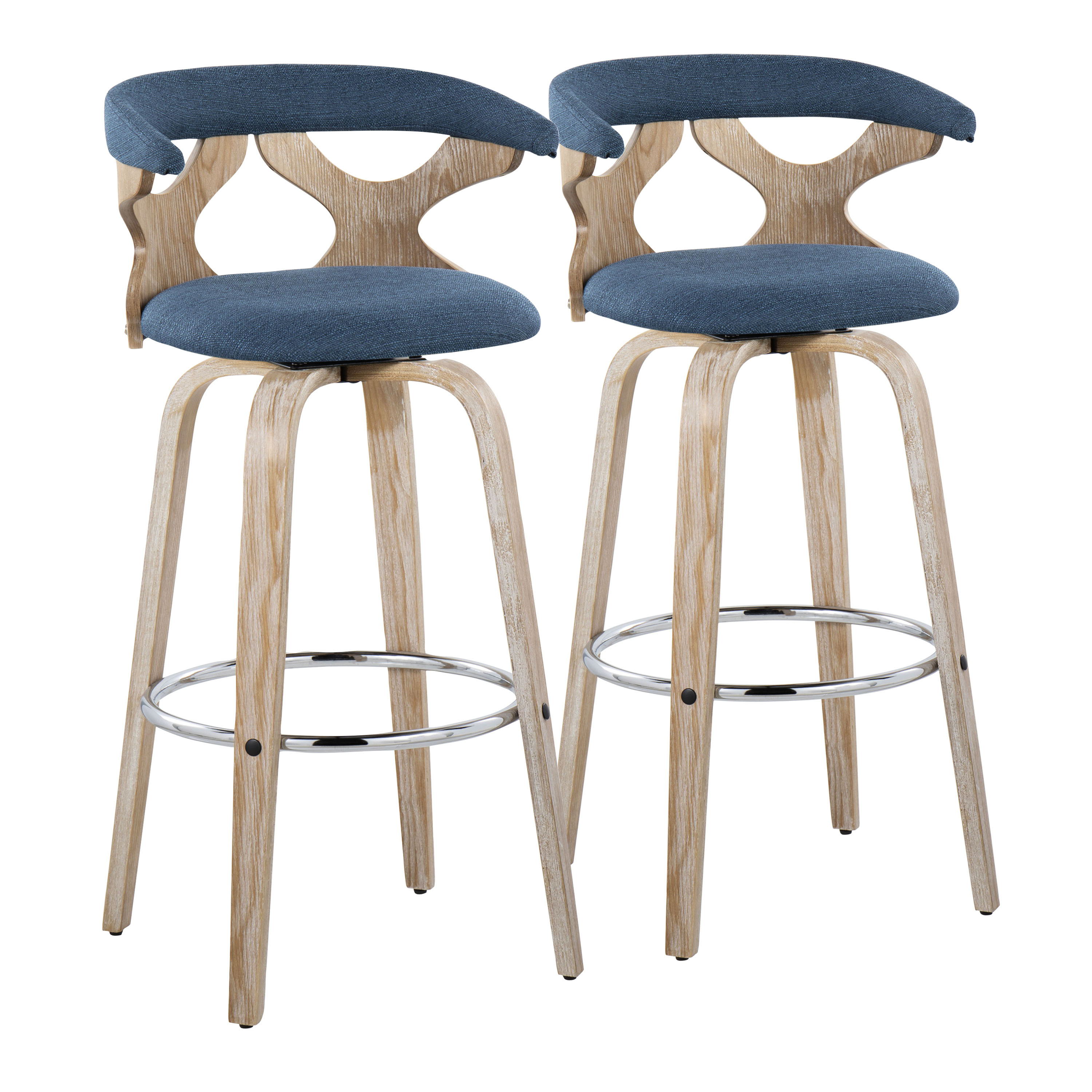 Gardenia - Contemporary Fixed Height Barstool With Swivel With Round Footrest (Set of 2)
