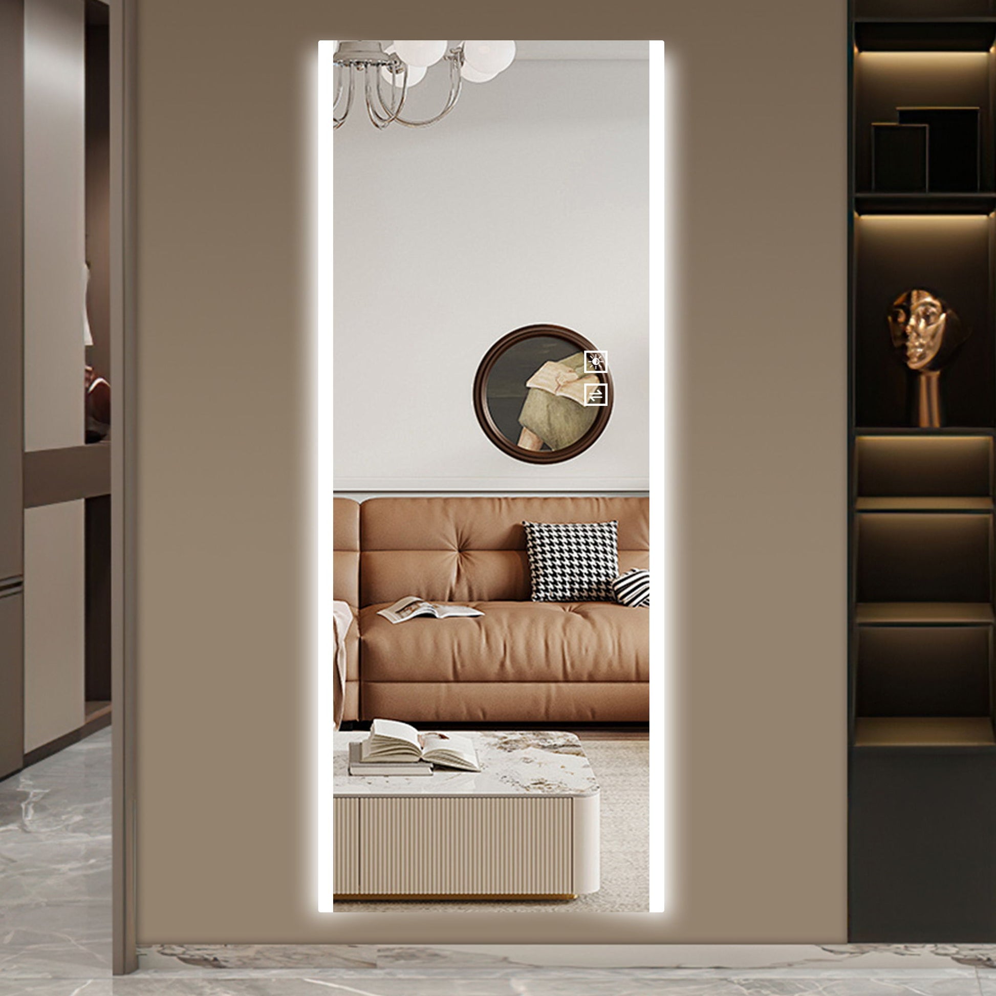 Frameless Full Length LED Mirror With 3 Color Changing Light And Explosion Proof Glass - Silver - Best Buy Furniture