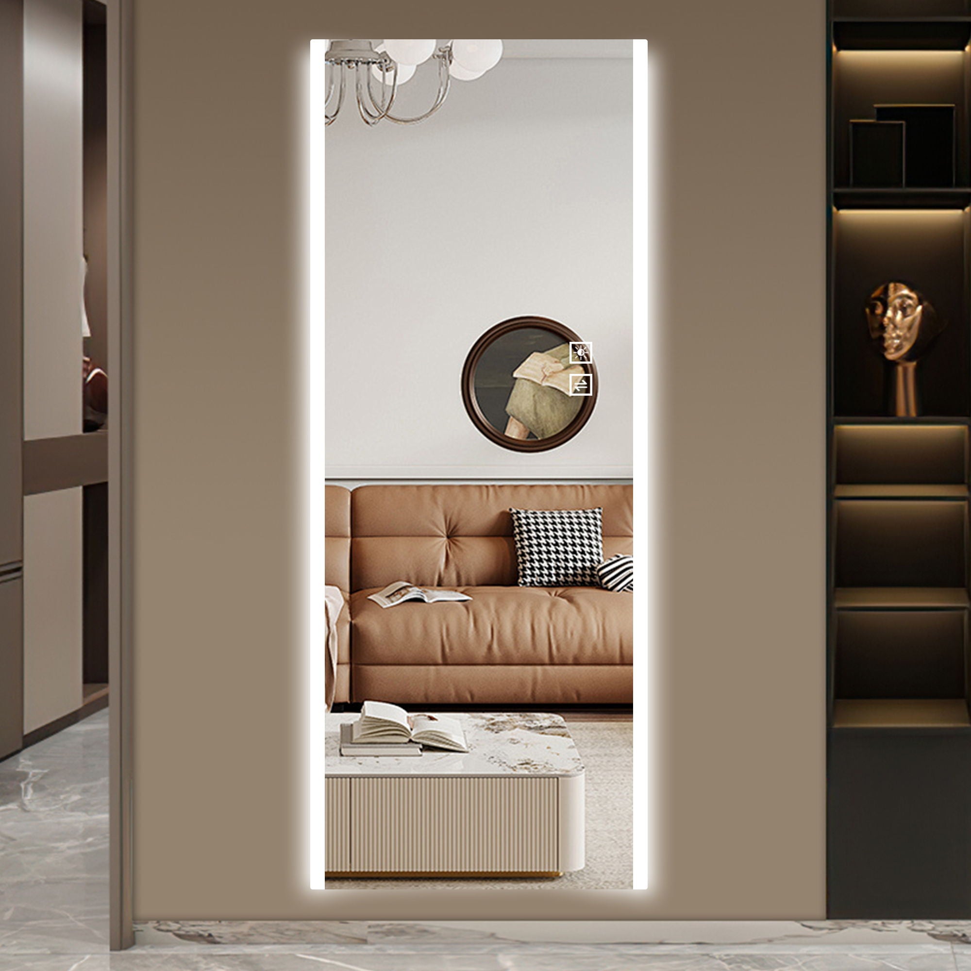 Frameless Full Length LED Mirror With 3 Color Changing Light And Explosion Proof Glass - Silver - Best Buy Furniture