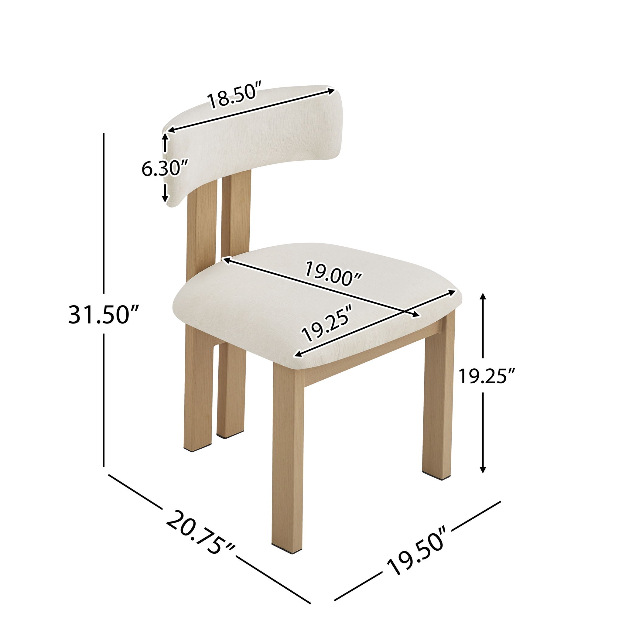 Modern 7 Piece Dining Set With Upholstered Armless Chairs And Dining Table