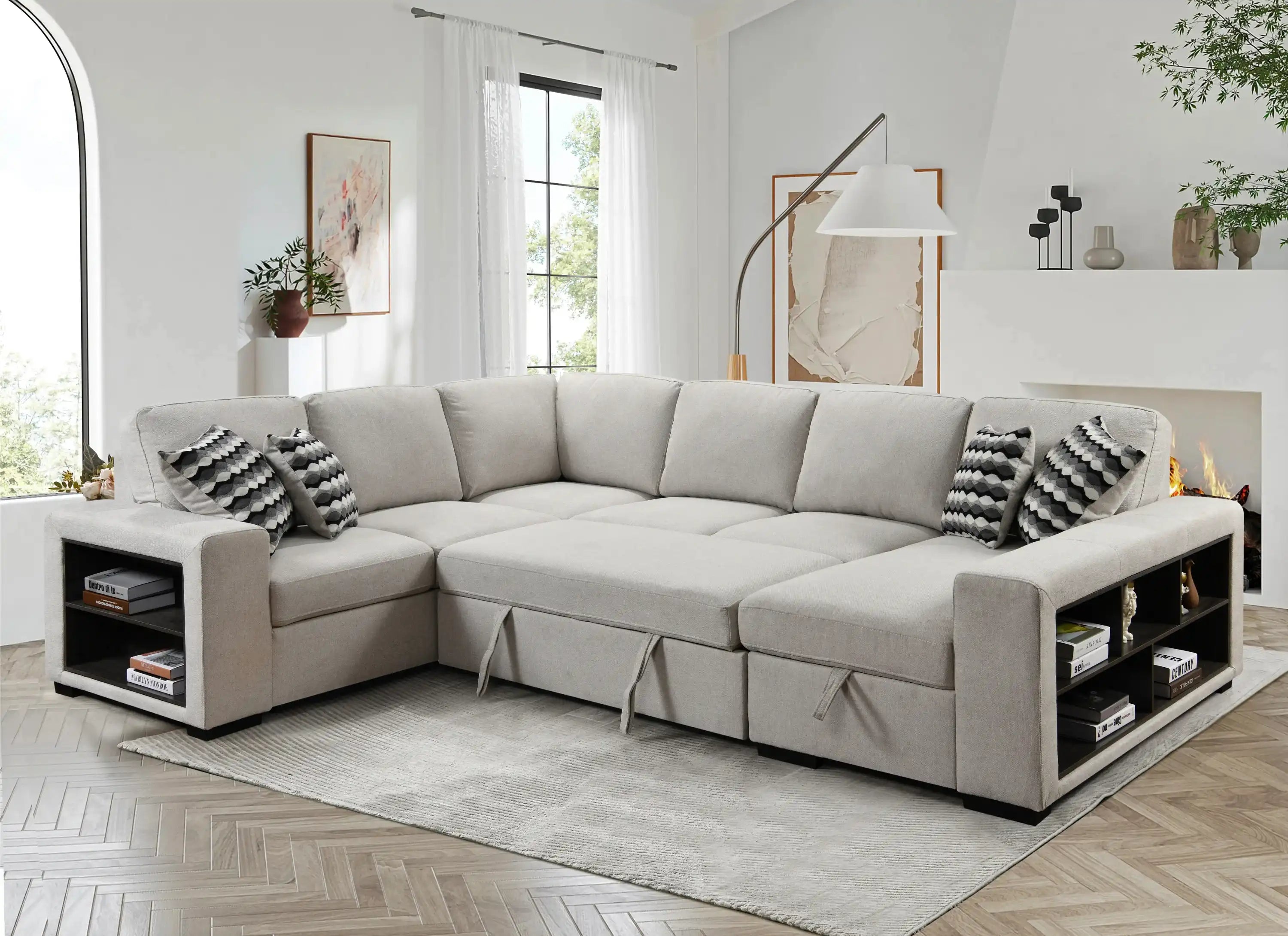 Nova Modern Sectional Sleeper With Storage Chaise