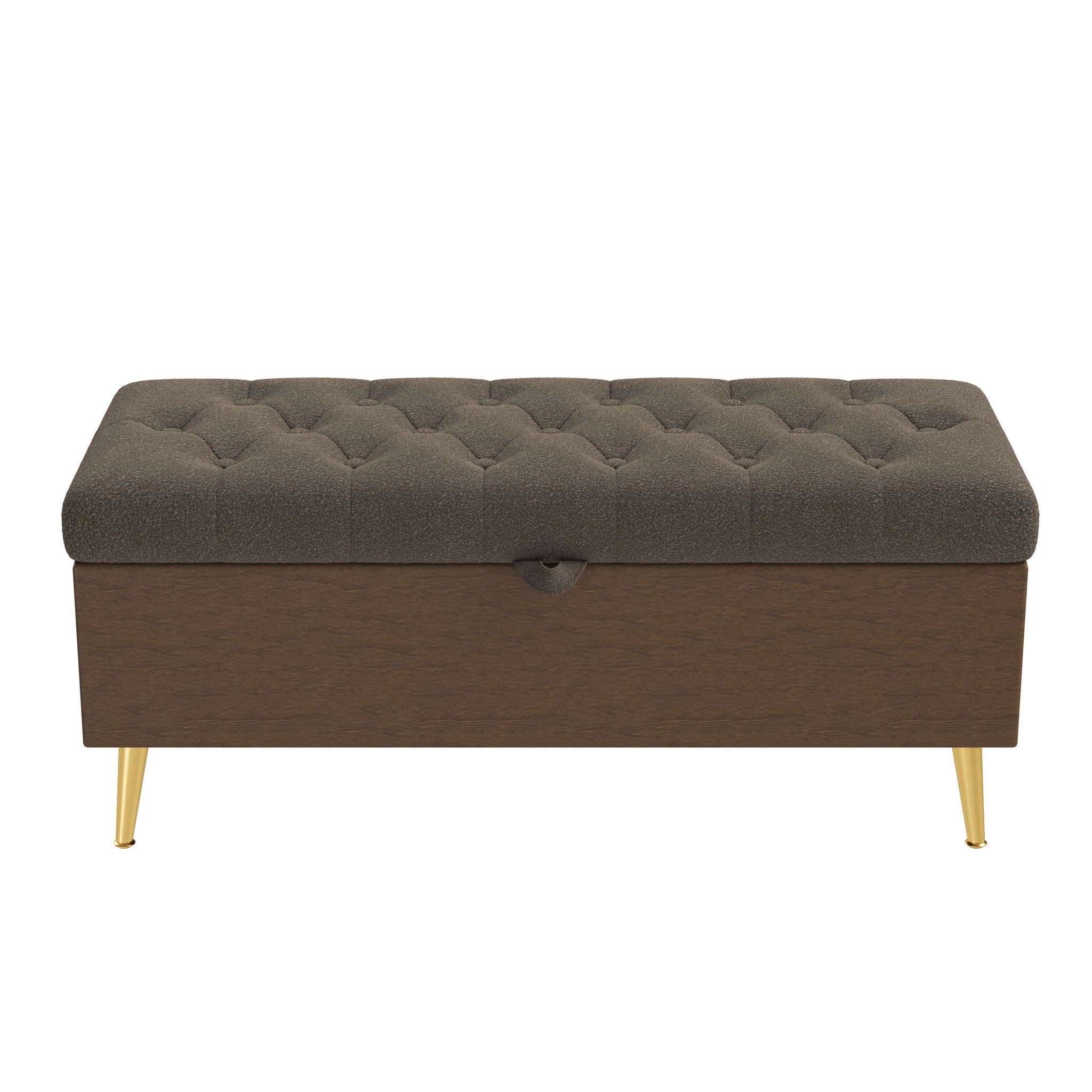 Modern Tufted Storage Ottoman Bench With Metal Legs