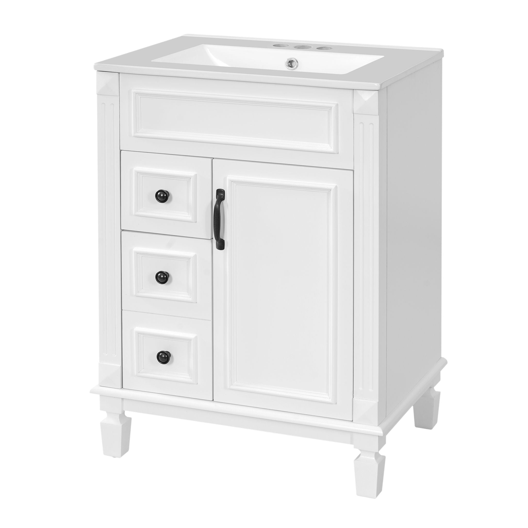 Bathroom Vanity With Sink, Compact Cabinet & 2 Drawers And Adjustable Shelf