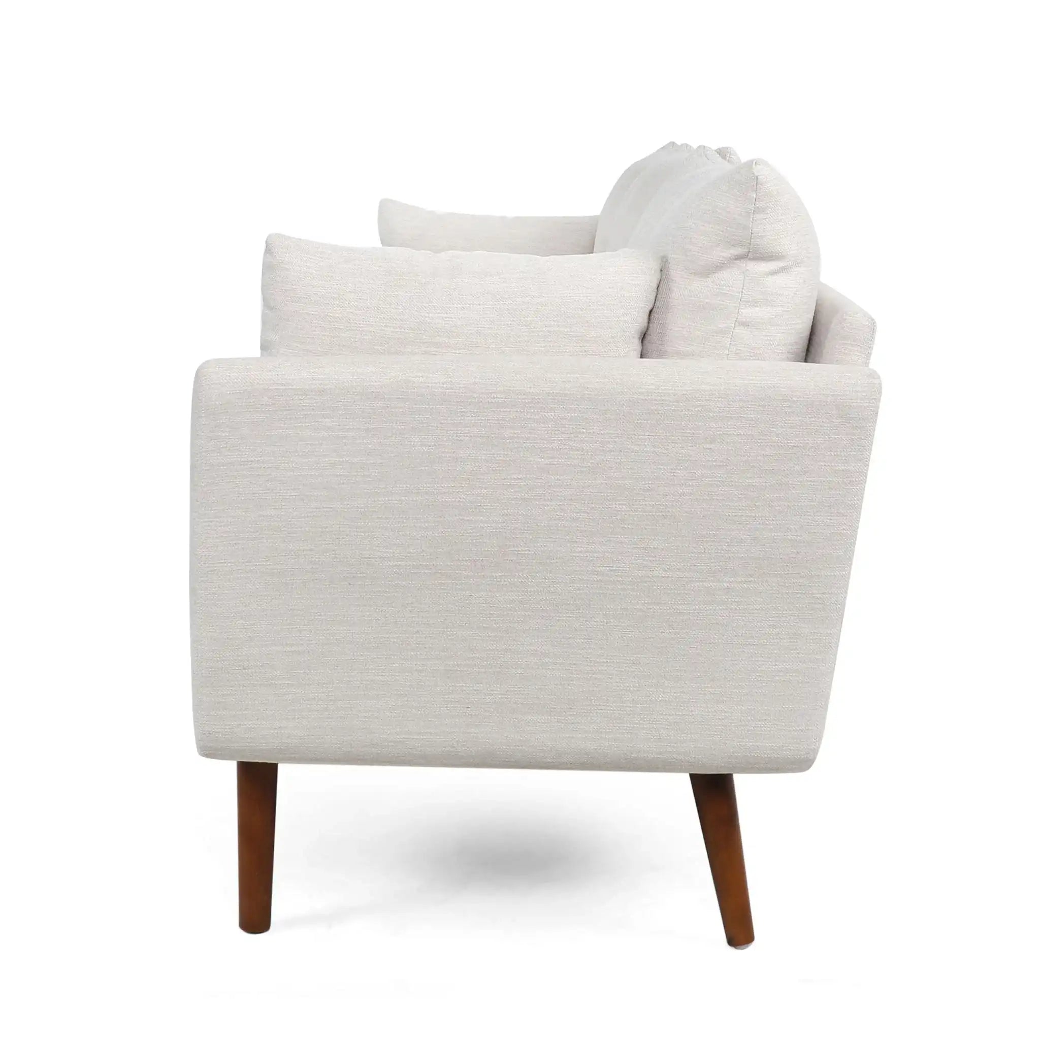 Diaphanous - Upholstered 3 Seater Sofa With 2 Accent Pillows And Wood Legs