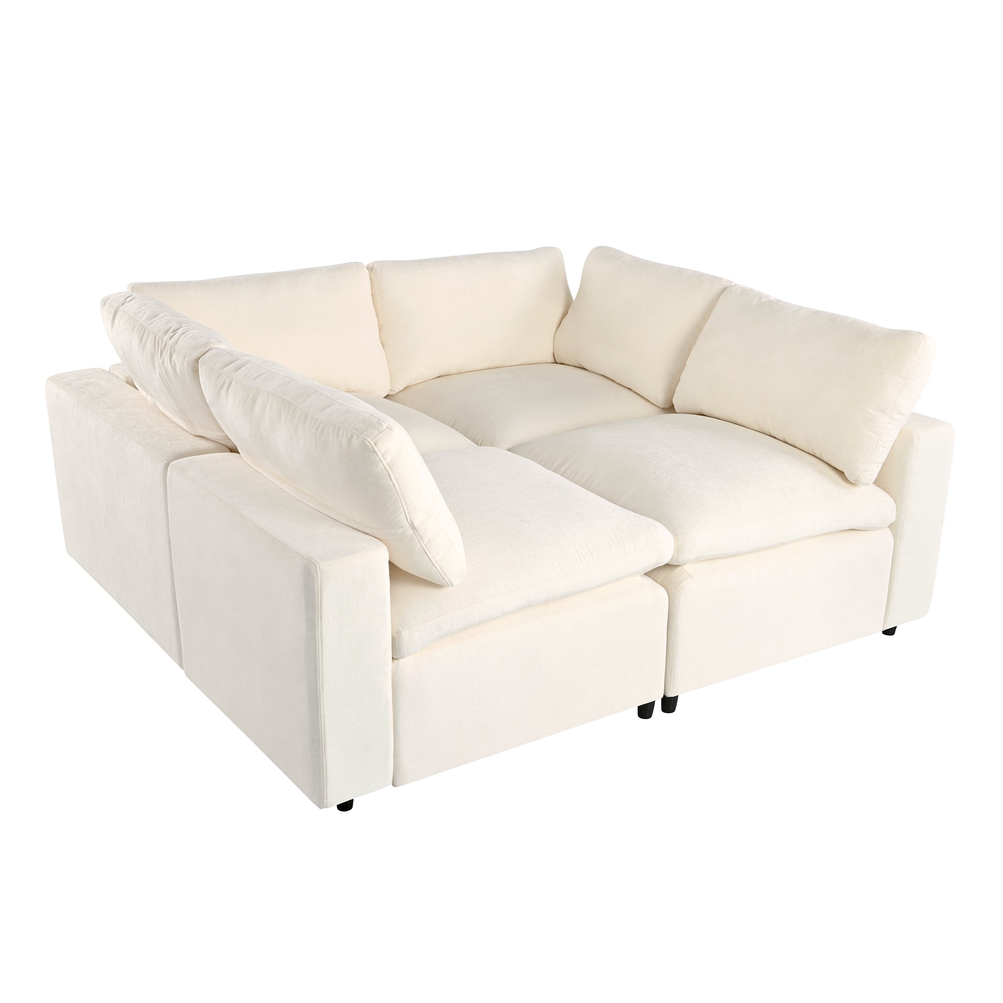 U-Style Upholstered Modular Sofa with Storage and Built-in Tech