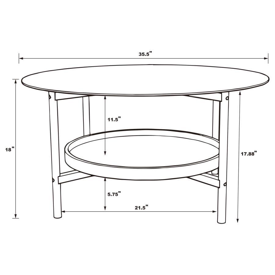 Delfin - Round Glass Top Coffee Table - Black And Brown