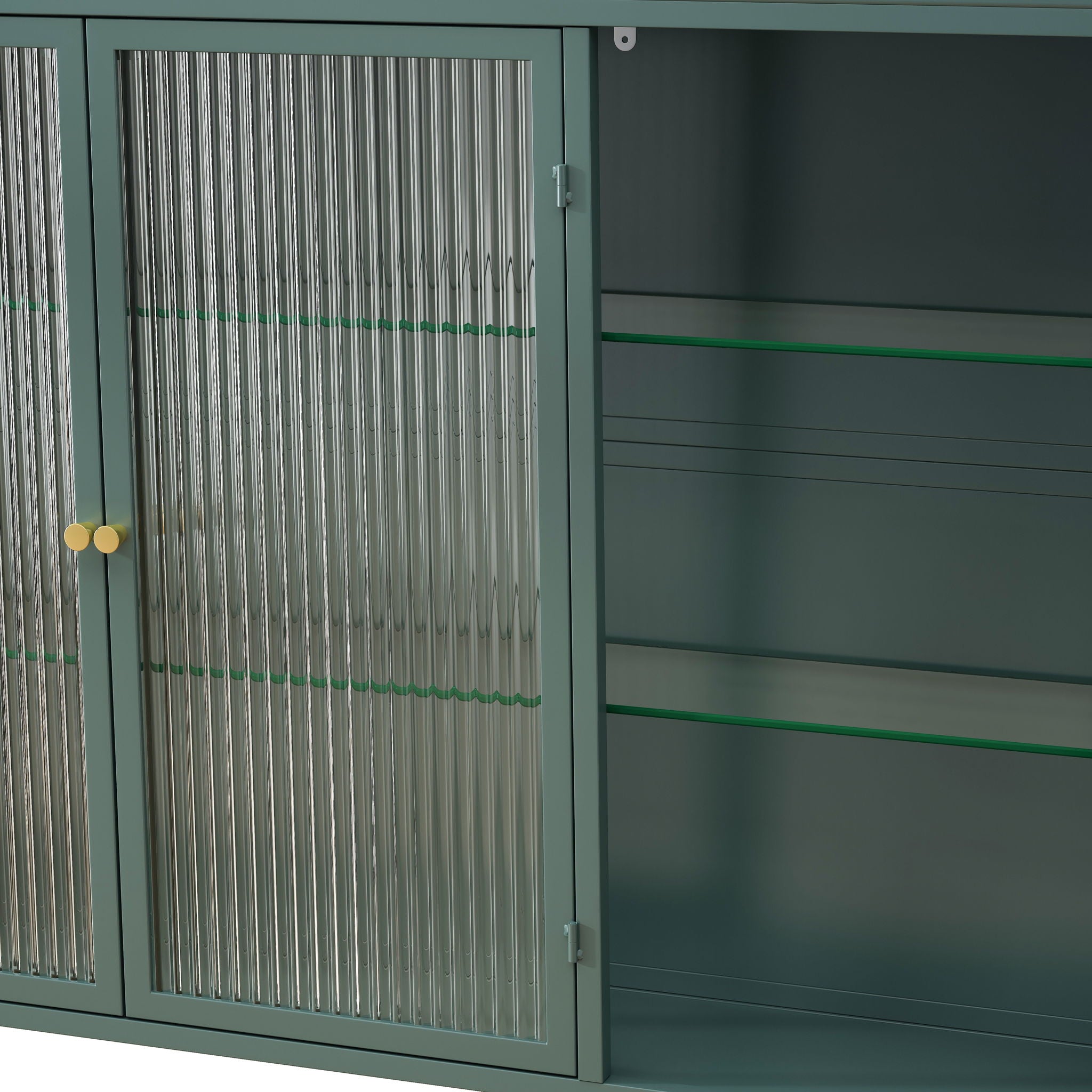 Arched Wall Mounted Cabinet, 3 Door Storage For Kitchen - Dark Green