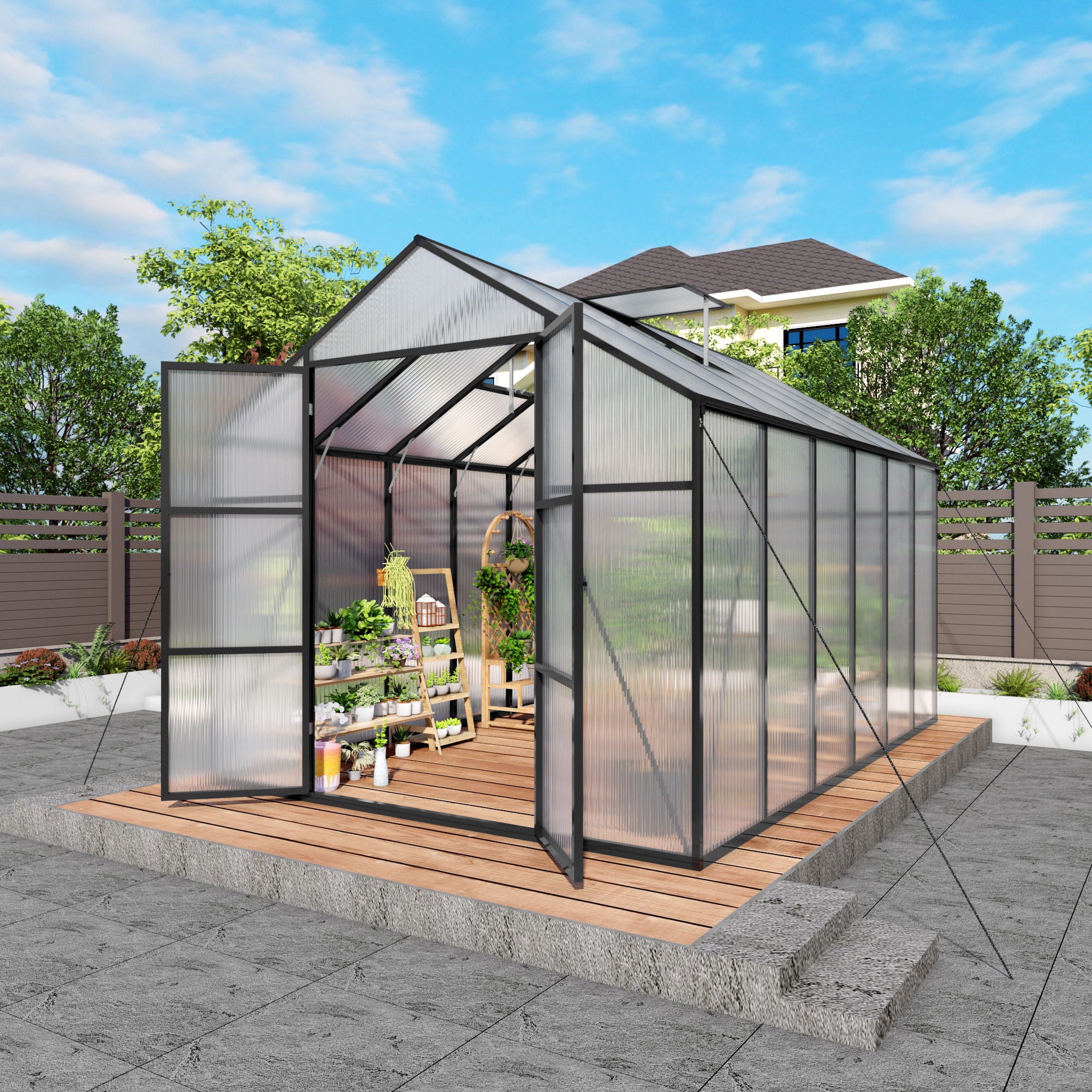 Gain Height Windproof Greenhouse All Season Outdoor Garden Shelter