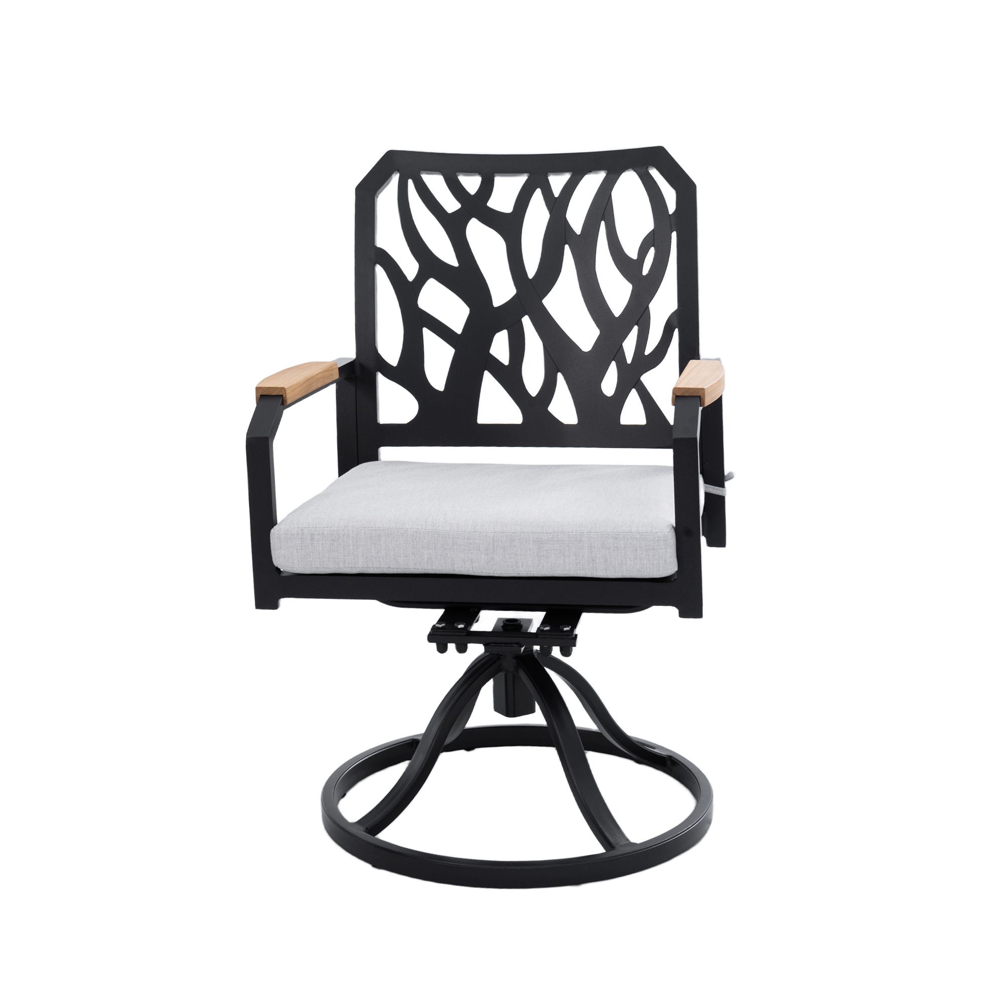 Outdoor Patio Swivel Rocker With Outdoor Grade Sunbrella Cushions, Branch Like Backrest (Set of 2) - Bourbon Brown