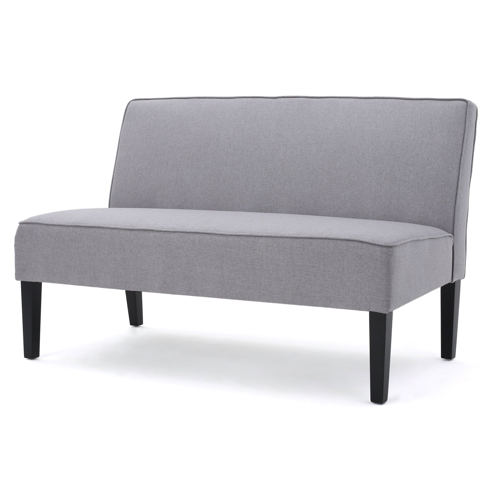 Contemporary Loveseat With Upholstered Fabric And Birch Wood Legs - Light Gray