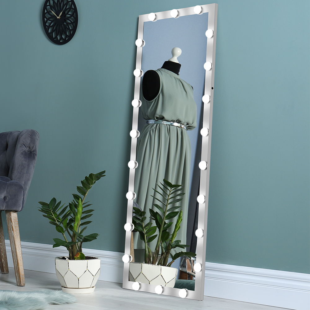 Full Length Mirror With Lights Full Body Vanity Mirror With 3 Color Modes Lighted Standing Floor Mirror For Dressing Room Bedroom Wall Mounted Touch Control