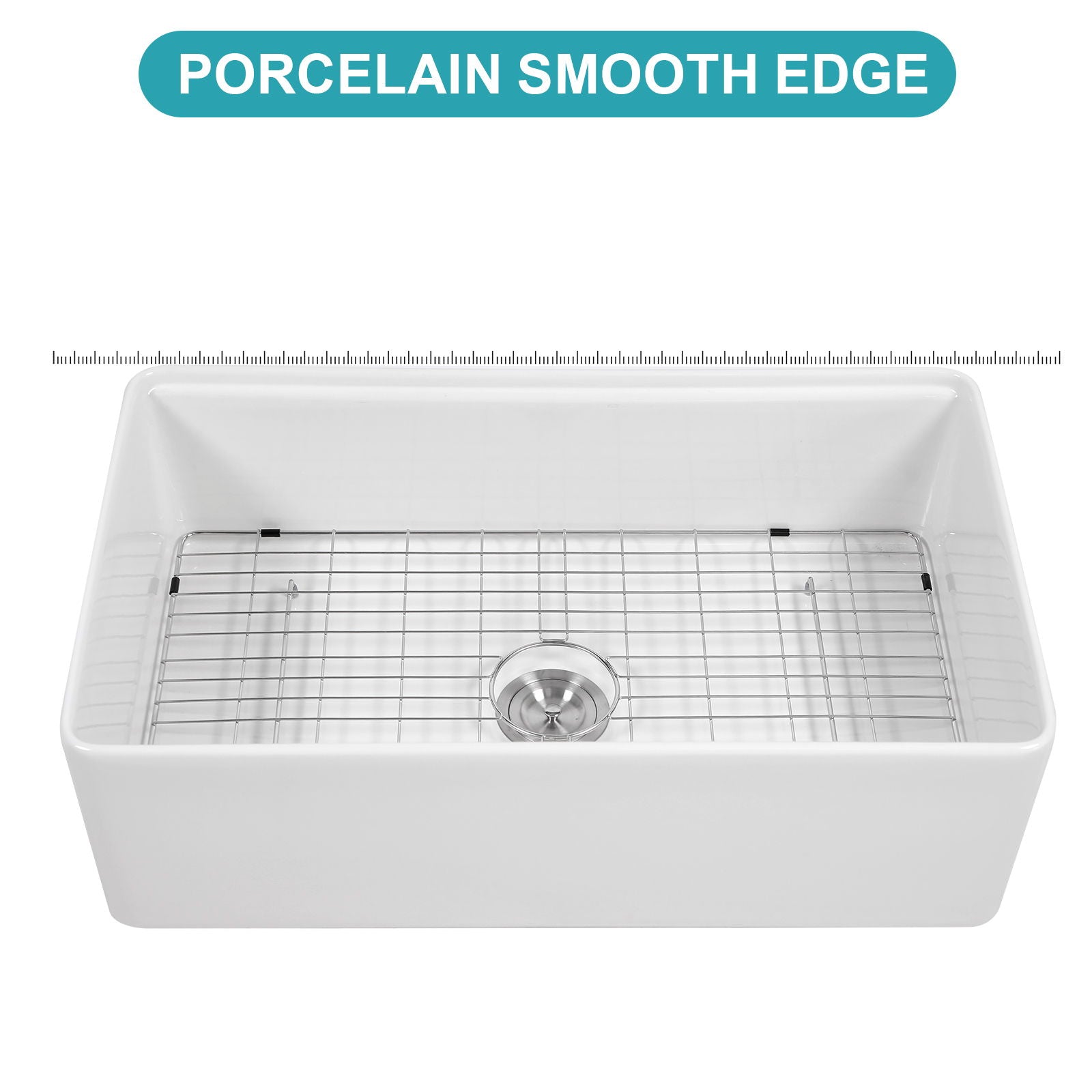 Kitchen Sink Workstation 33" Single Bowl Sink With Work Surface - White